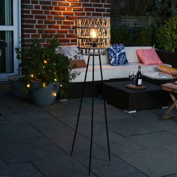 MARELIDA LED Außen-Stehlampe LED Solar Stehlampe 1,3m Kunststoffseil Solarleuchte Terrasse Balkon, LED Classic, warmweiß (2100K bis 3000K)