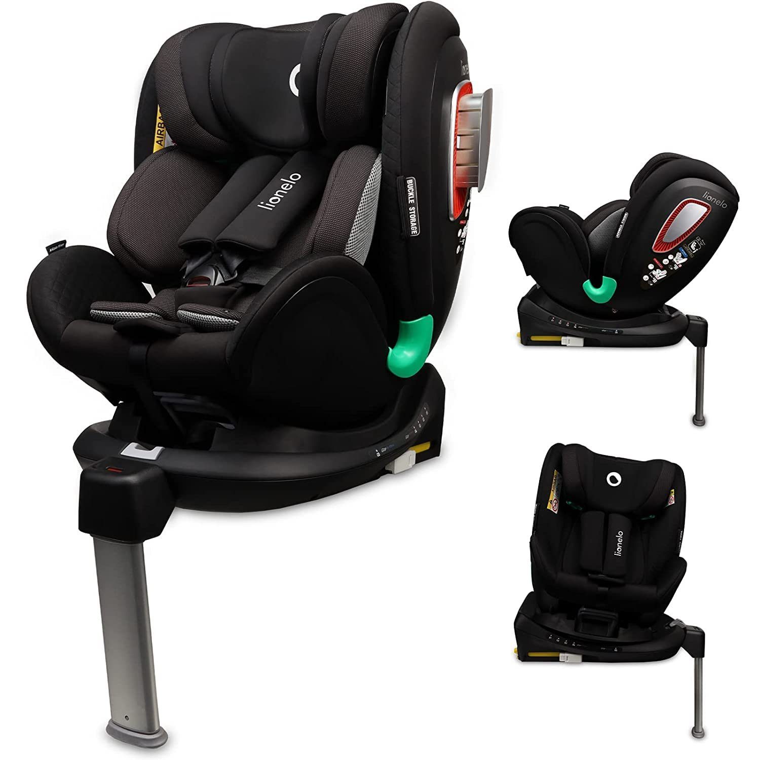 lionelo Autokindersitz ANTOON PLUS, ab: ab Geburt, bis: bis 3 Jahre, ab: 0,00 kg, bis: 18,00 kg, (einstellen), I-Size ISOFIX 360° Liegeposition 0 bis 18kg Black Onyx