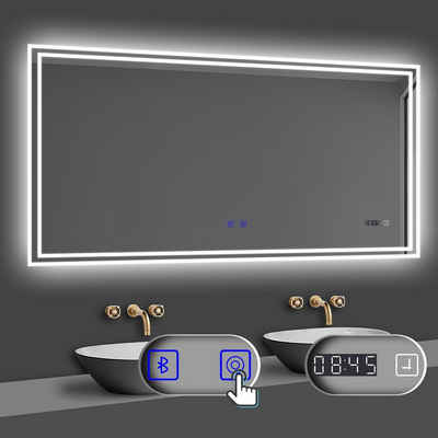 duschspa Badspiegel LED Beleuchtung Kalt/Neutral/Warmweiß Dimmbar Beschlagfrei, Bluetooth