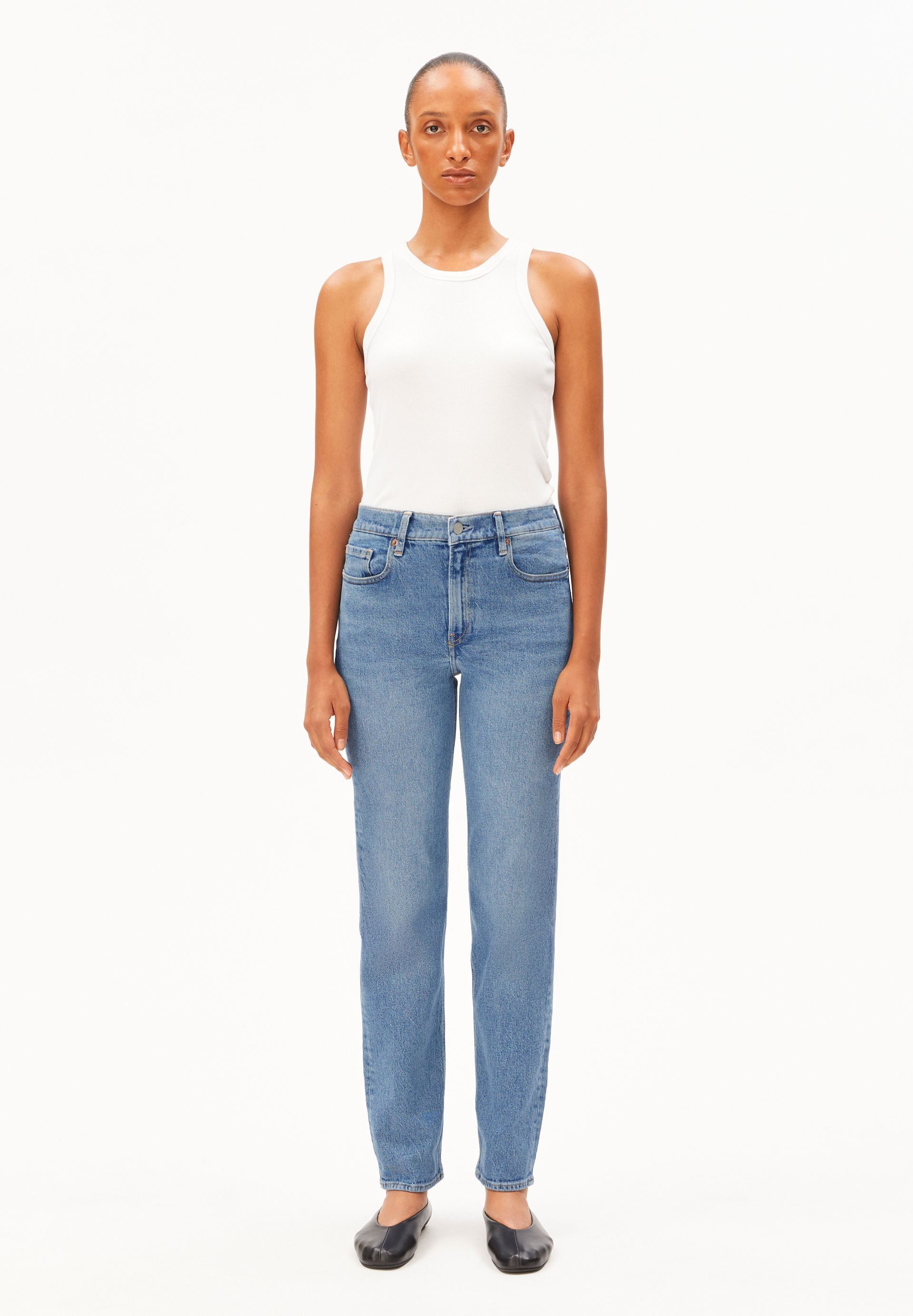 Armedangels Straight-Jeans CARENAA (Comfort-Stretch, Slim Fit) Mid waist