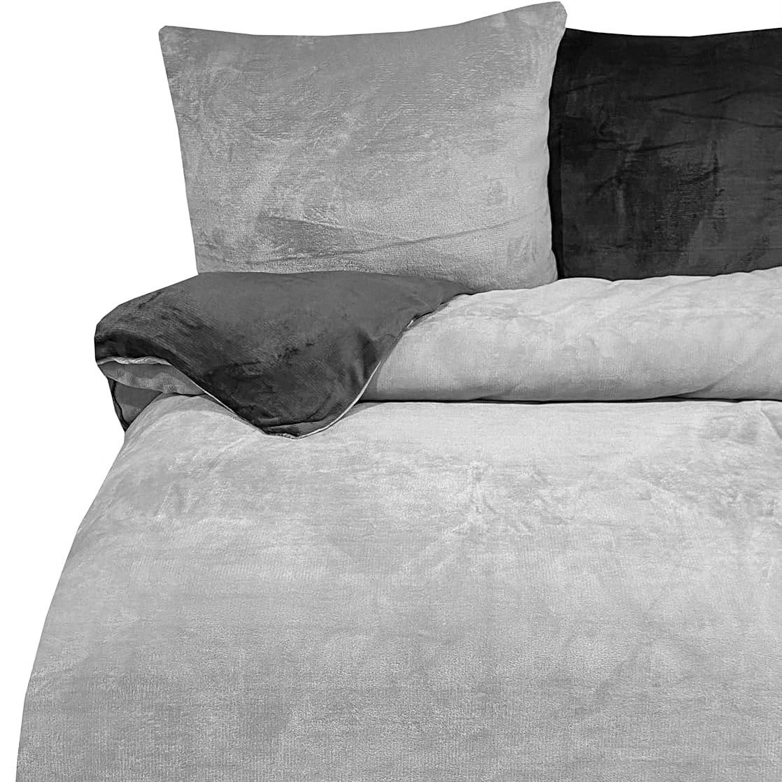 COFI 1453 Bettwäsche Moderne Plüschbettwäsche Verschluss einfarbig, wendbar, warmhaltend