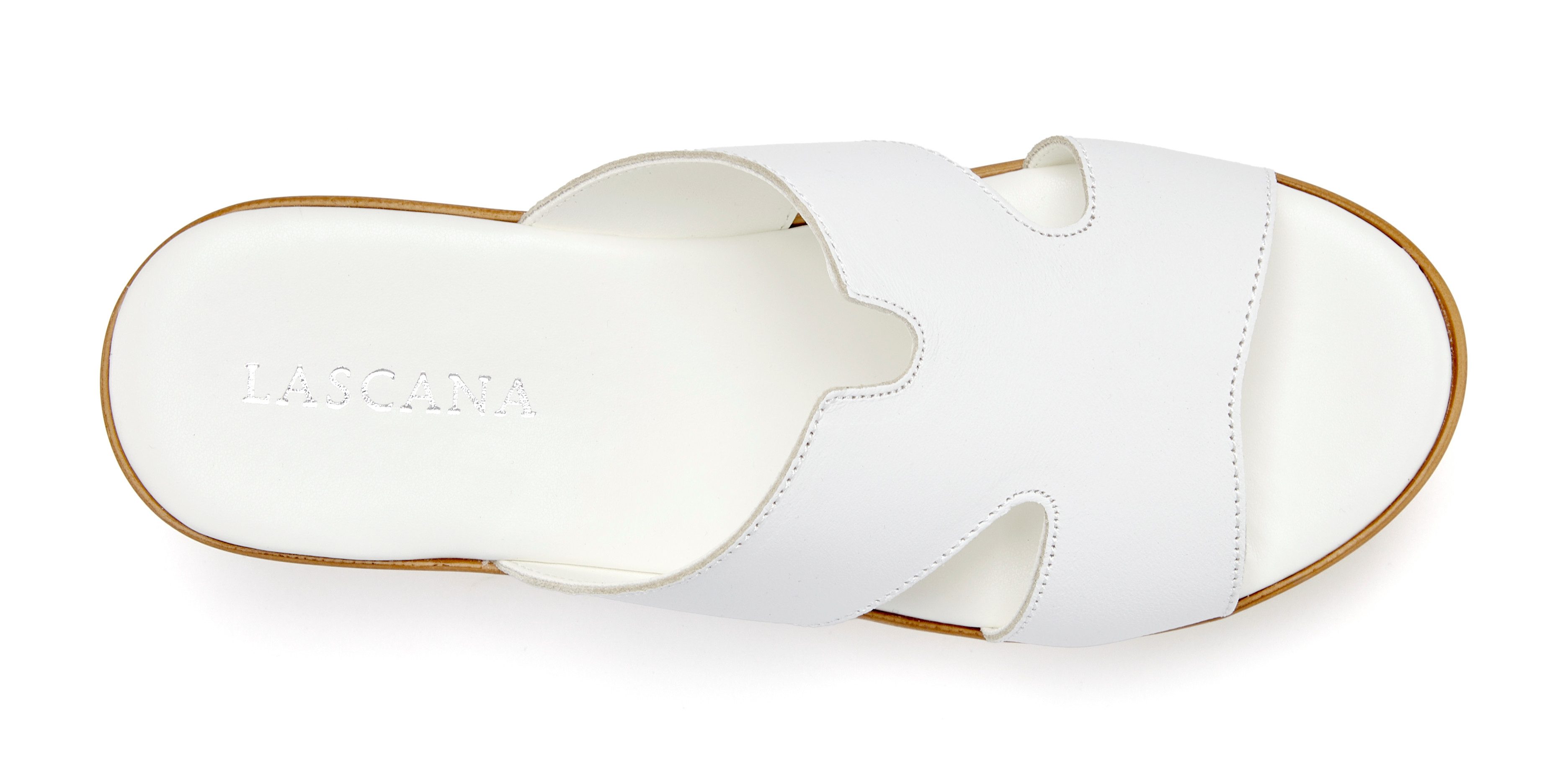 LASCANA Sandale, Sommerschuh, Mule, offener Schuh, Pantolette NEU aus Leder mit Keilabsatz