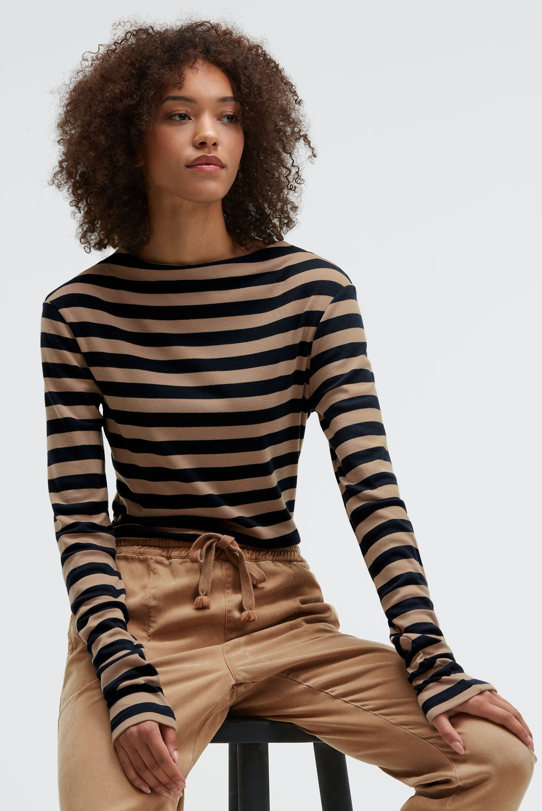 SENSES.THE LABEL Rundhalsshirt mit überlangen Ärmeln