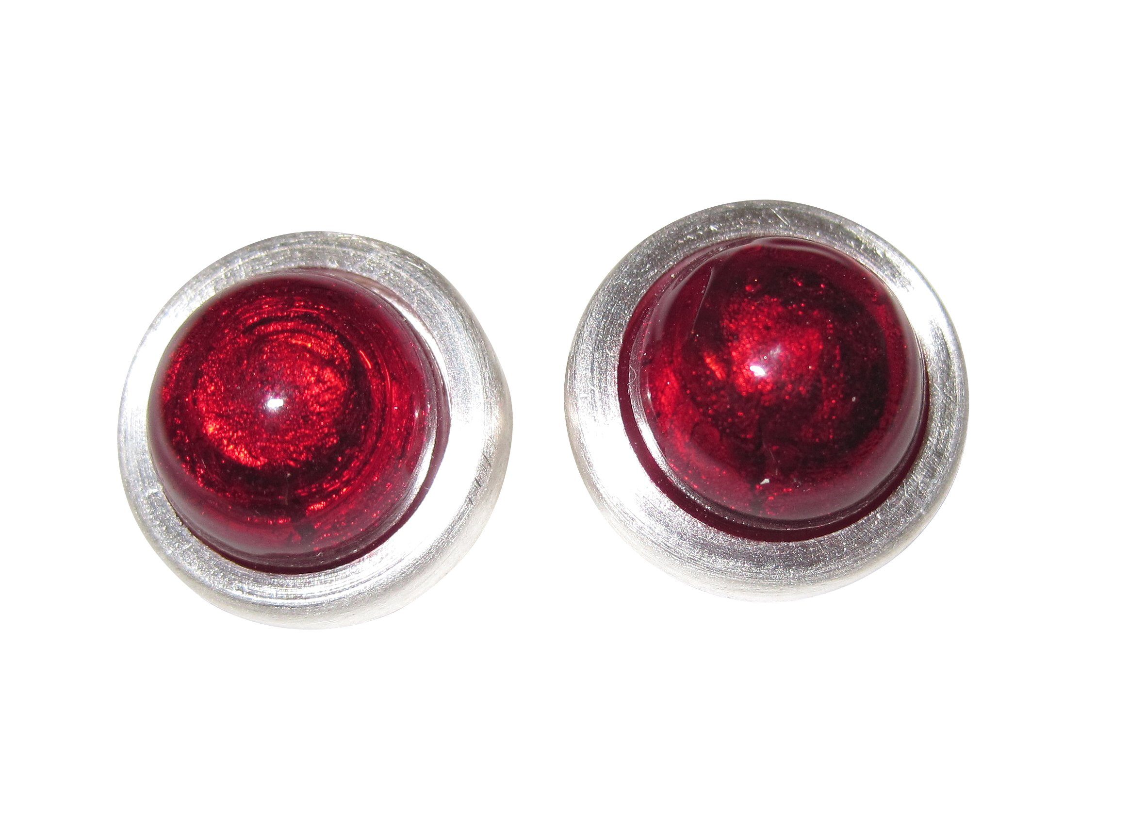 Mugello Paar Ohrclips Murano Clips rot Sterlingsilber hochwertig chic Handarbeit, Creole Goldschmiedearbeit aus Deutschland, Perle echtes Muranoglas