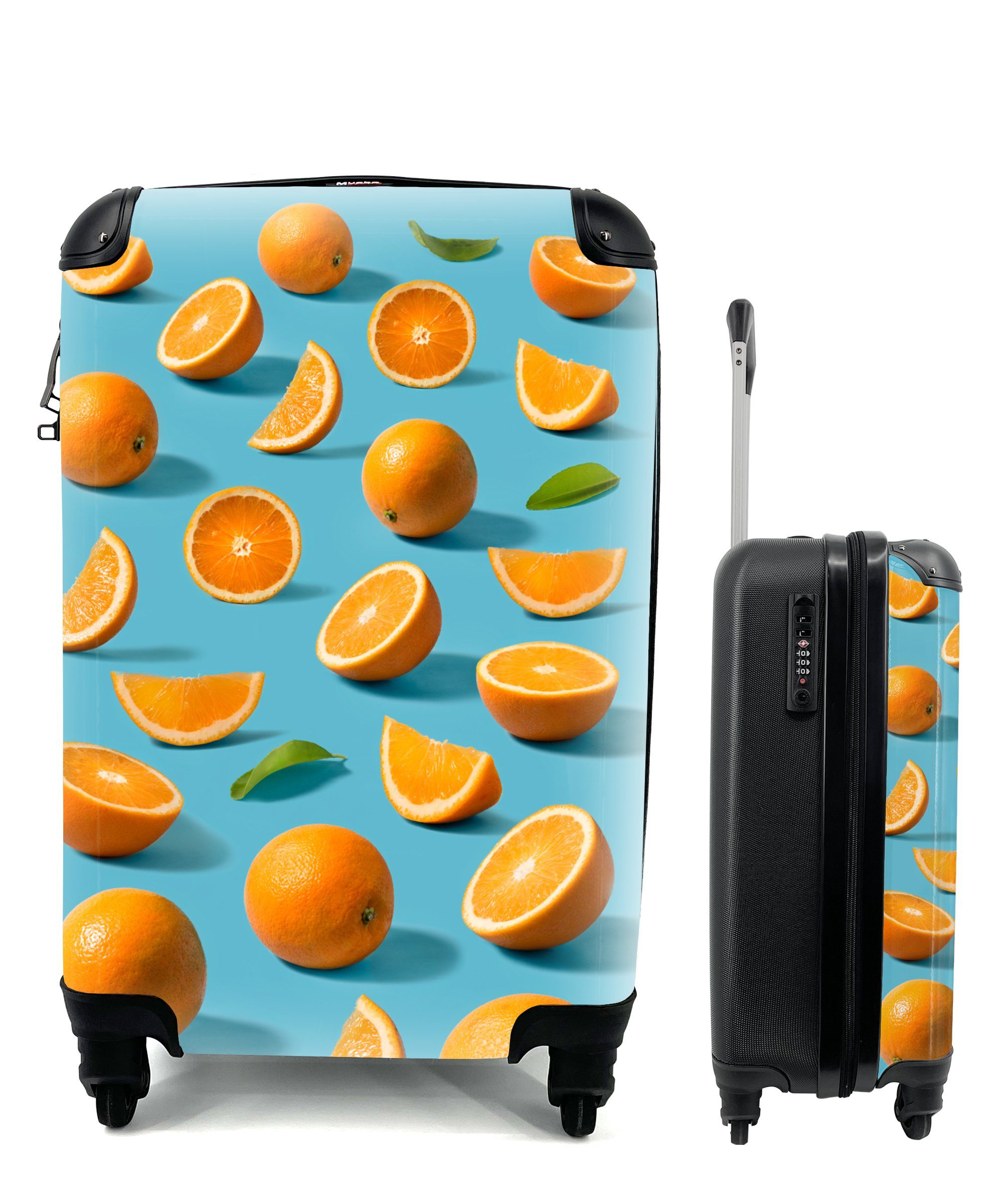 MuchoWow Handgepäckkoffer Orange - Stilleben - Obst, 4 Rollen, Reisetasche mit rollen, Handgepäck für Ferien, Trolley, Reisekoffer