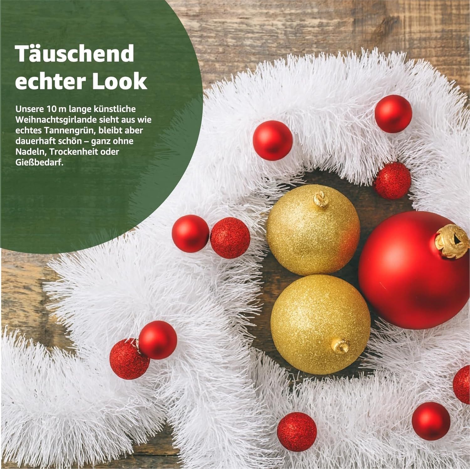 Kunstgirlande Weihnachtsgirlande 10 Meter - Dekogirlande Weihnachten Deko, Weihnachtswunder®, Flexibel einsetzbar / Einfach zu formen