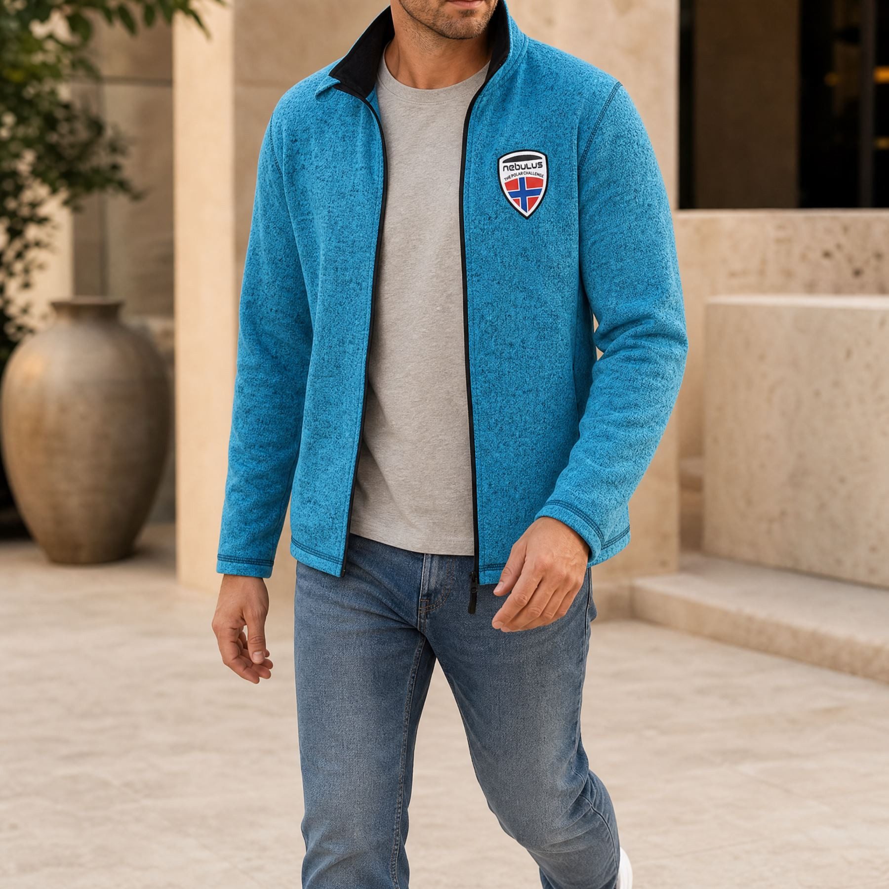 Nebulus Fleecejacke LANAI, P5160 - Herren, türkis-schwarz, 3XL