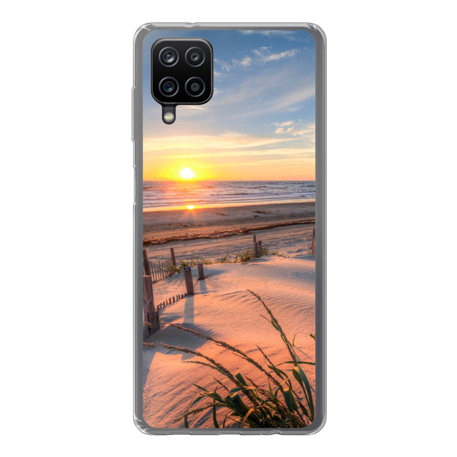 MuchoWow Handyhülle für Samsung Galaxy A12 Strand - Meer - Düne - Sonnenuntergang - Landsc, Smartphone-Bumper, Print, Handy Schutzhülle Dünn