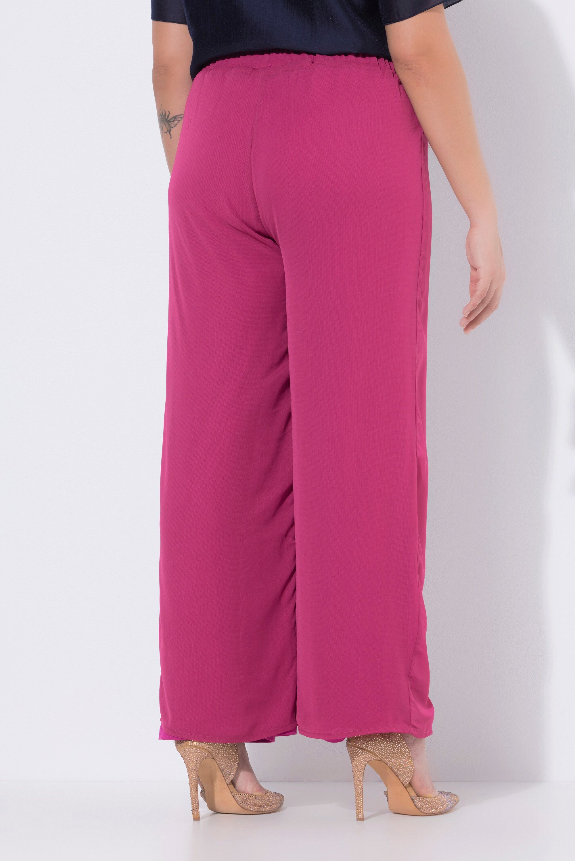 Ulla Popken Schlupfhose Chiffonhose doppellagig weites Bein Elastikbund