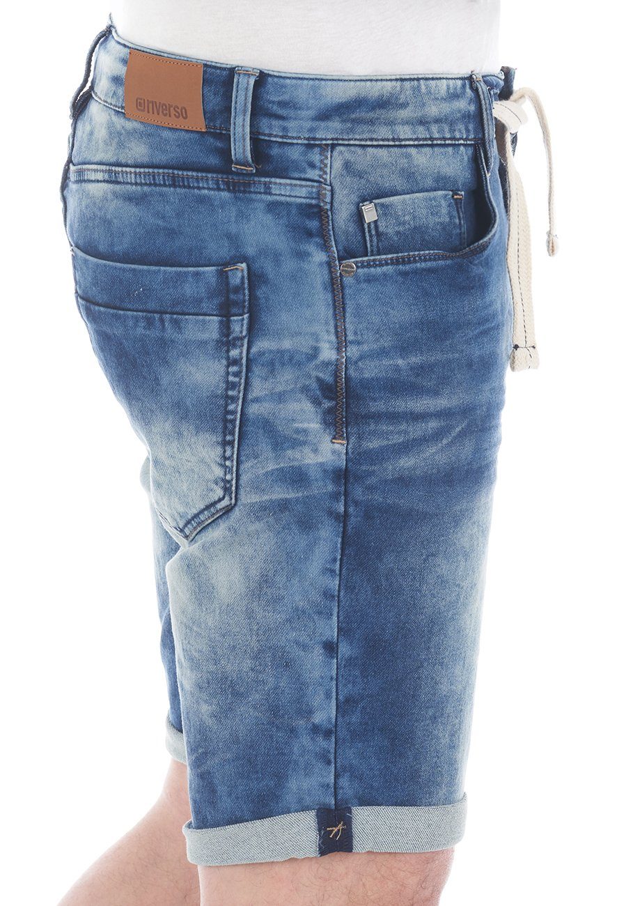 Stretch Shorts Middle riverso Regular Jeansshorts Blue Fit mit (M190) Denim Bermudashorts Herren RIVPaul