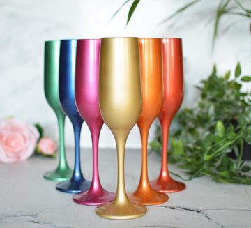 Sendez Sektglas 6 Sektgläser 200ml Metall-Optik Sektkelche Champagner Proseccoglas Sektglas, Glas