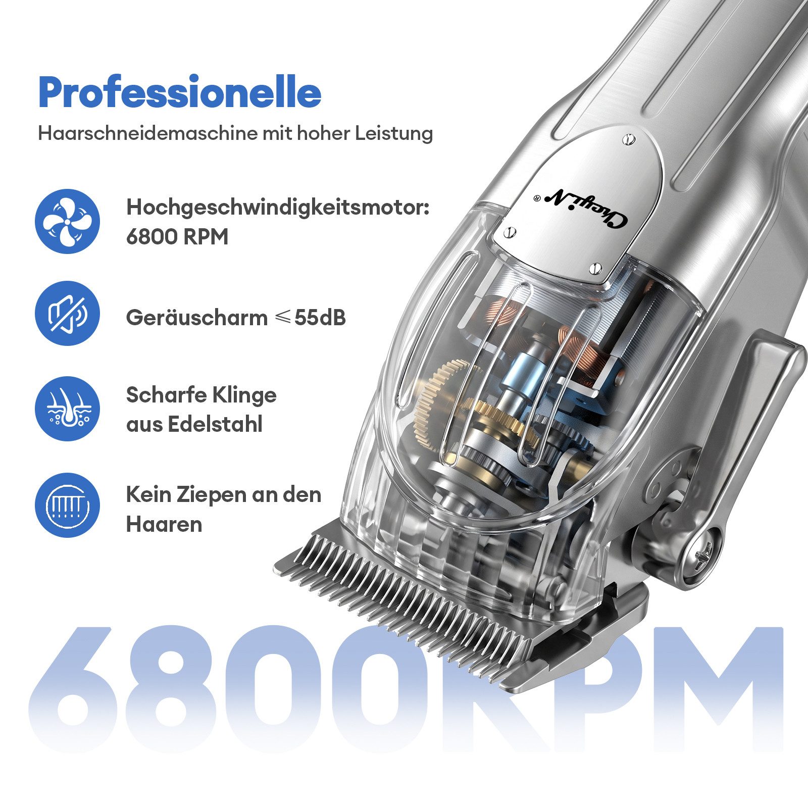 CkeyiN Haarschneider Profi Haarschneidemaschine und Barttrimmer Set kabellos elektrisch, 9 Aufsteckkämme, geräuscharm, 120 Min. Akkulaufzeit Präzisionstrimmer K – Bild 3 von 5