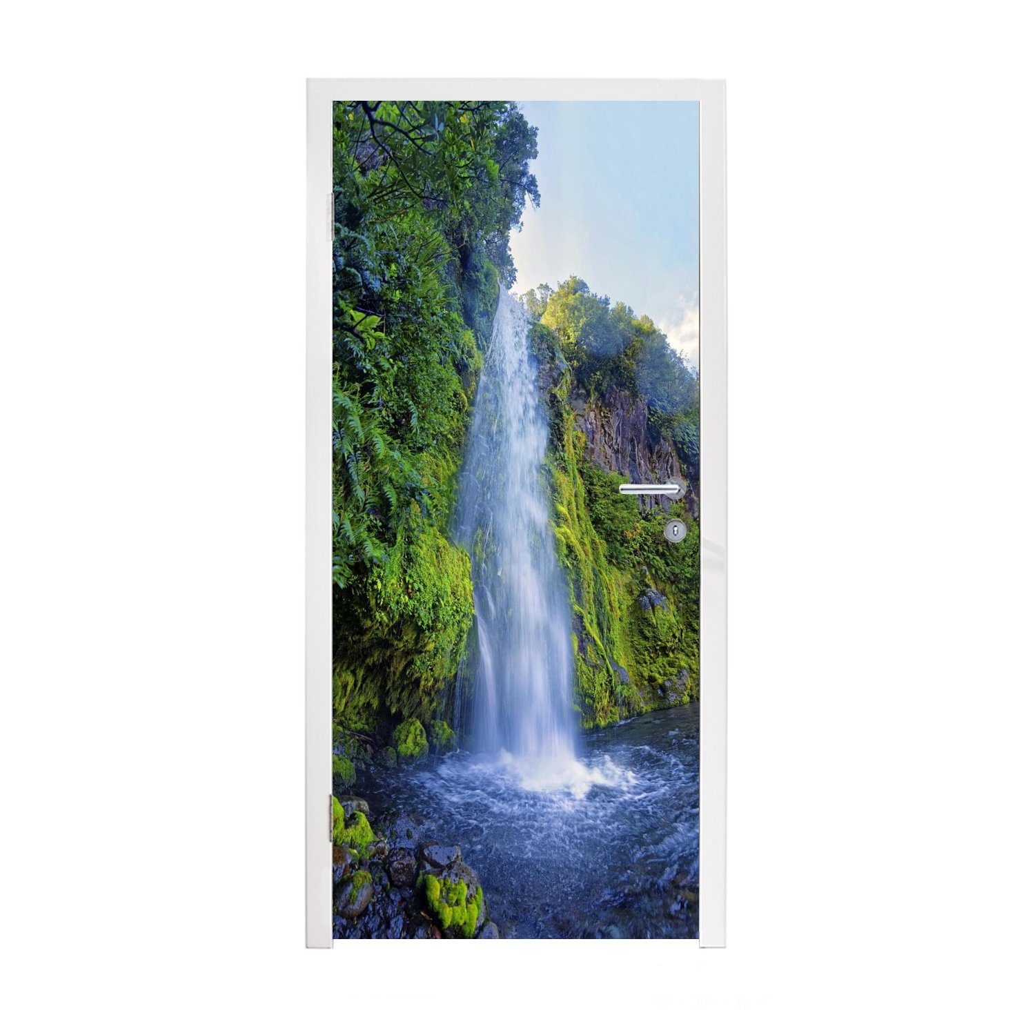 MuchoWow Türtapete Wasserfall im Whanganui-Nationalpark in Neuseeland, Matt, bedruckt, (1 St), Fototapete für Tür, Türaufkleber, 75x205 cm