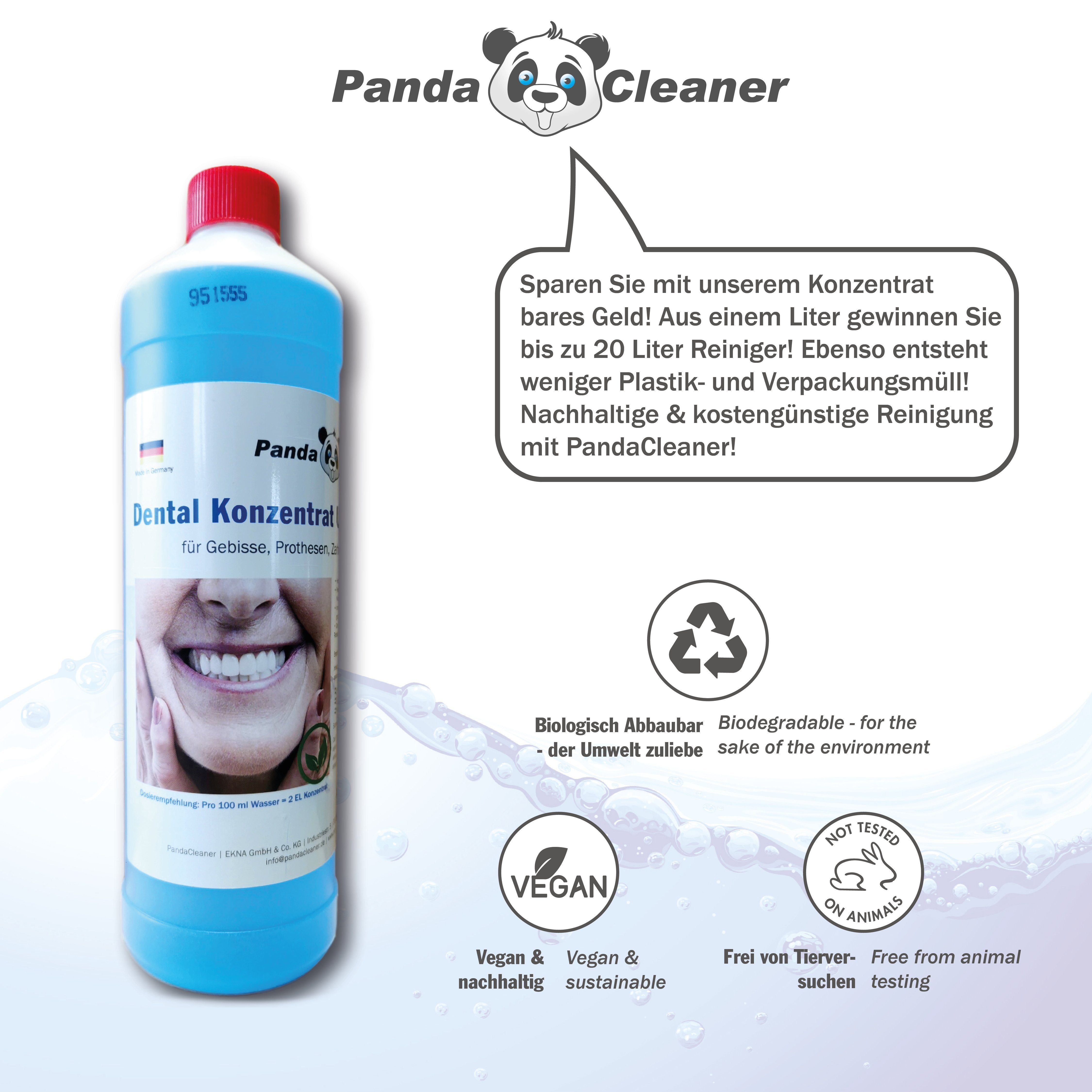PandaCleaner Dental Konzentrat - 1l) Prothesen (1-St. & Ultraschallreiniger Gebisse Reinigungskonzentrat Für