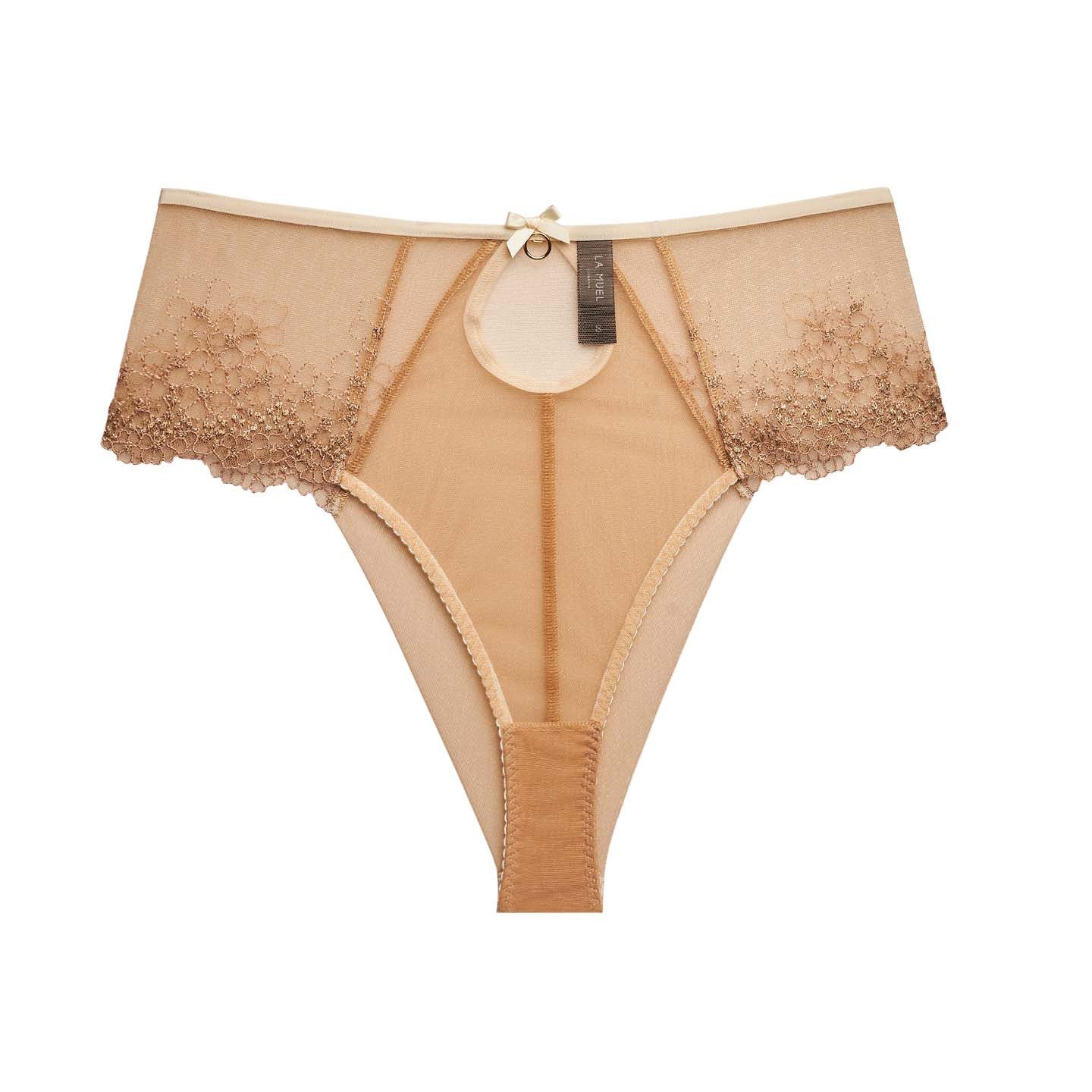 High-Waist-Slip mit besonderem Rückenteil und goldenen Akzenten