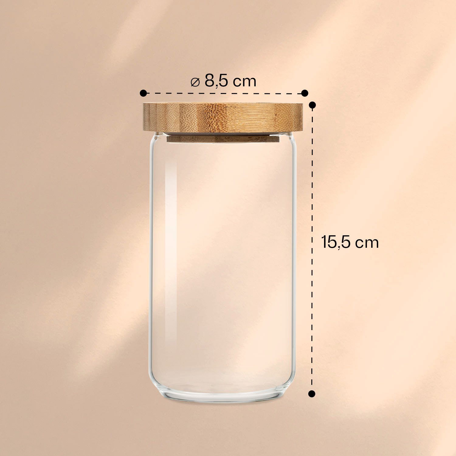 Klarstein Frischhaltedose Stapelglas mit Bambusdeckel ml, Glas 580