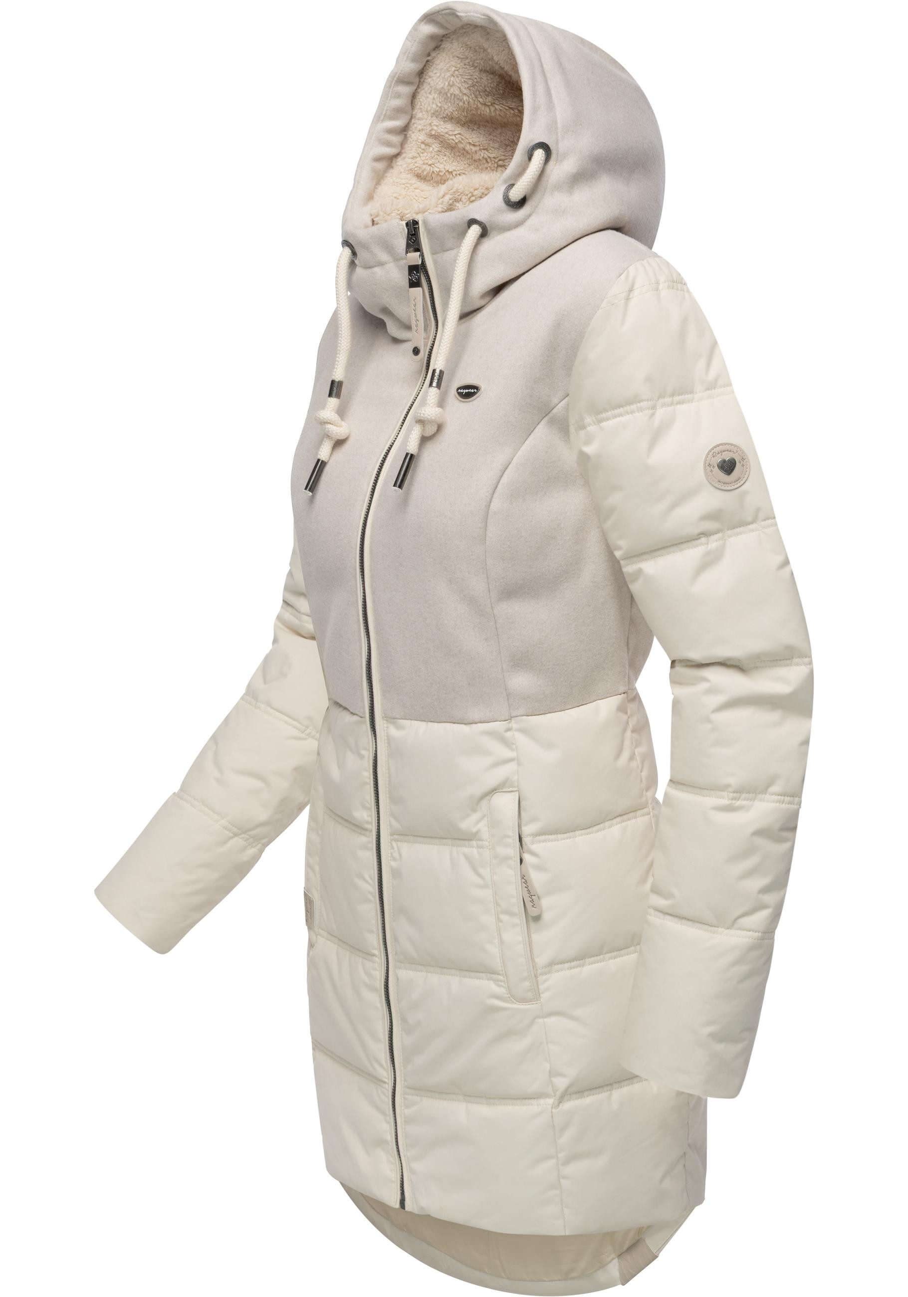 Ragwear Winterjacke Ashani Block Intl. stylischer Winterparka mit gefütterter Kapuze