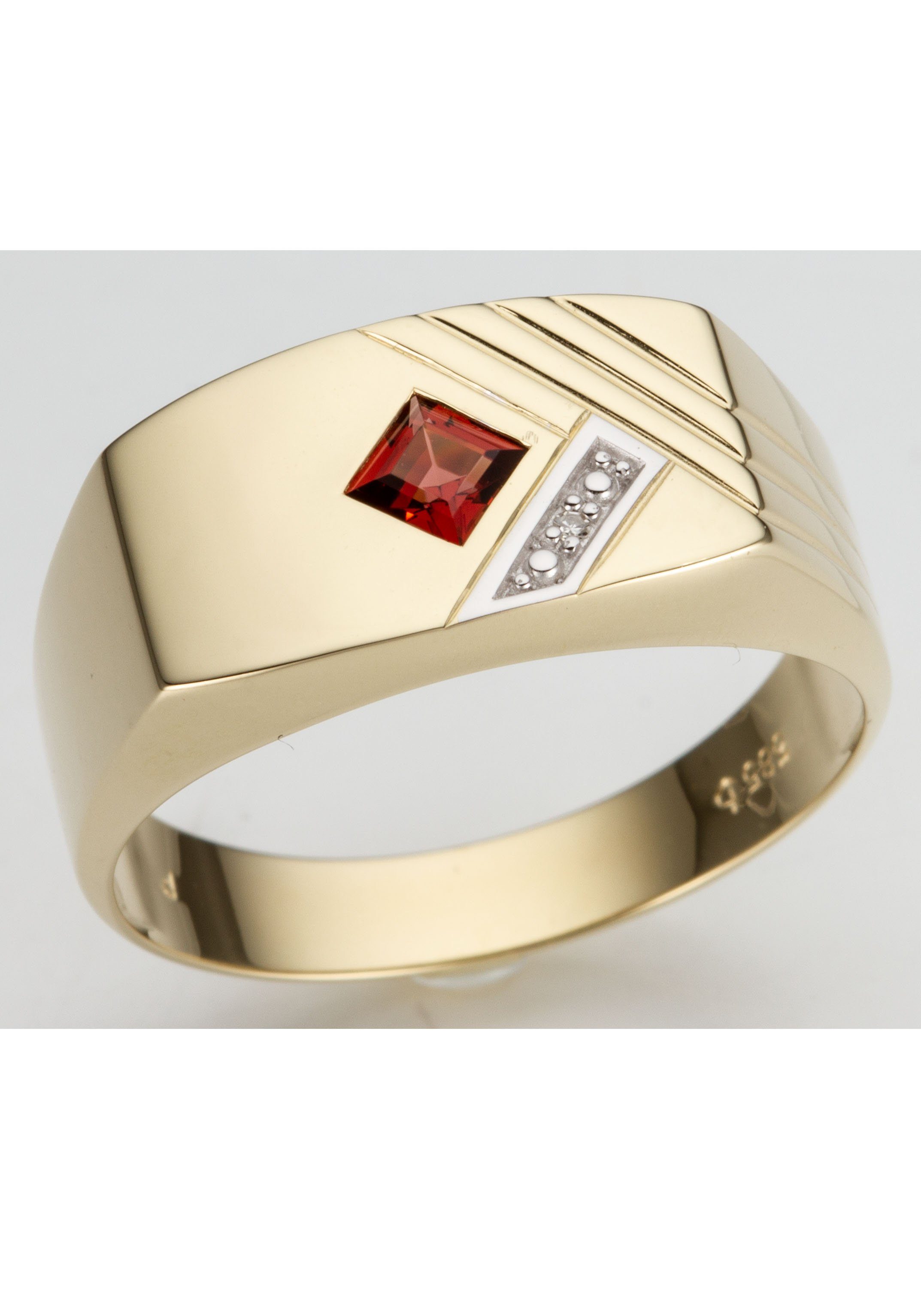 Bild von Firetti Diamantring glanz, bicolor, Diamantschnitte, mit Granat und Brillant