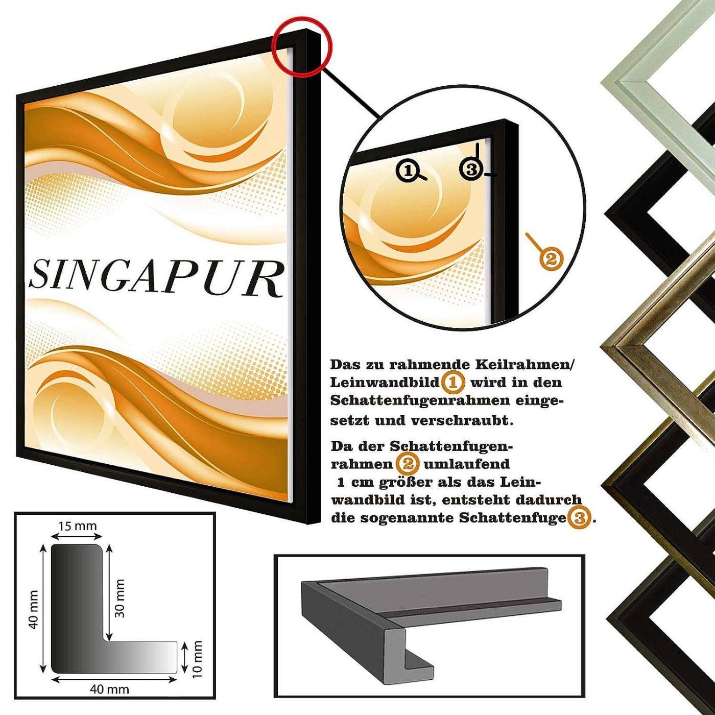 Bilderrahmen Neumann Einzelrahmen Schattenfugenrahmen SINGAPUR für günstig online kaufen