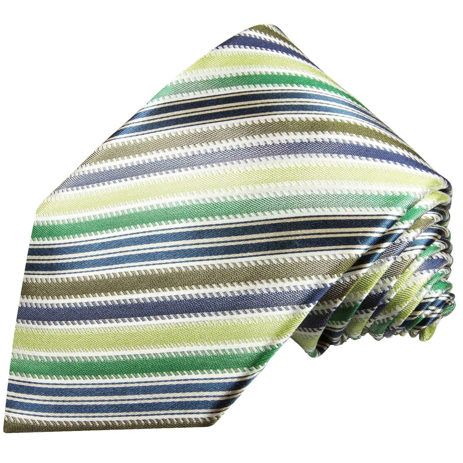 Paul Malone Krawatte Moderne Herren Seidenkrawatte gestreift 100% Seide Breit (8cm), grün grau 314