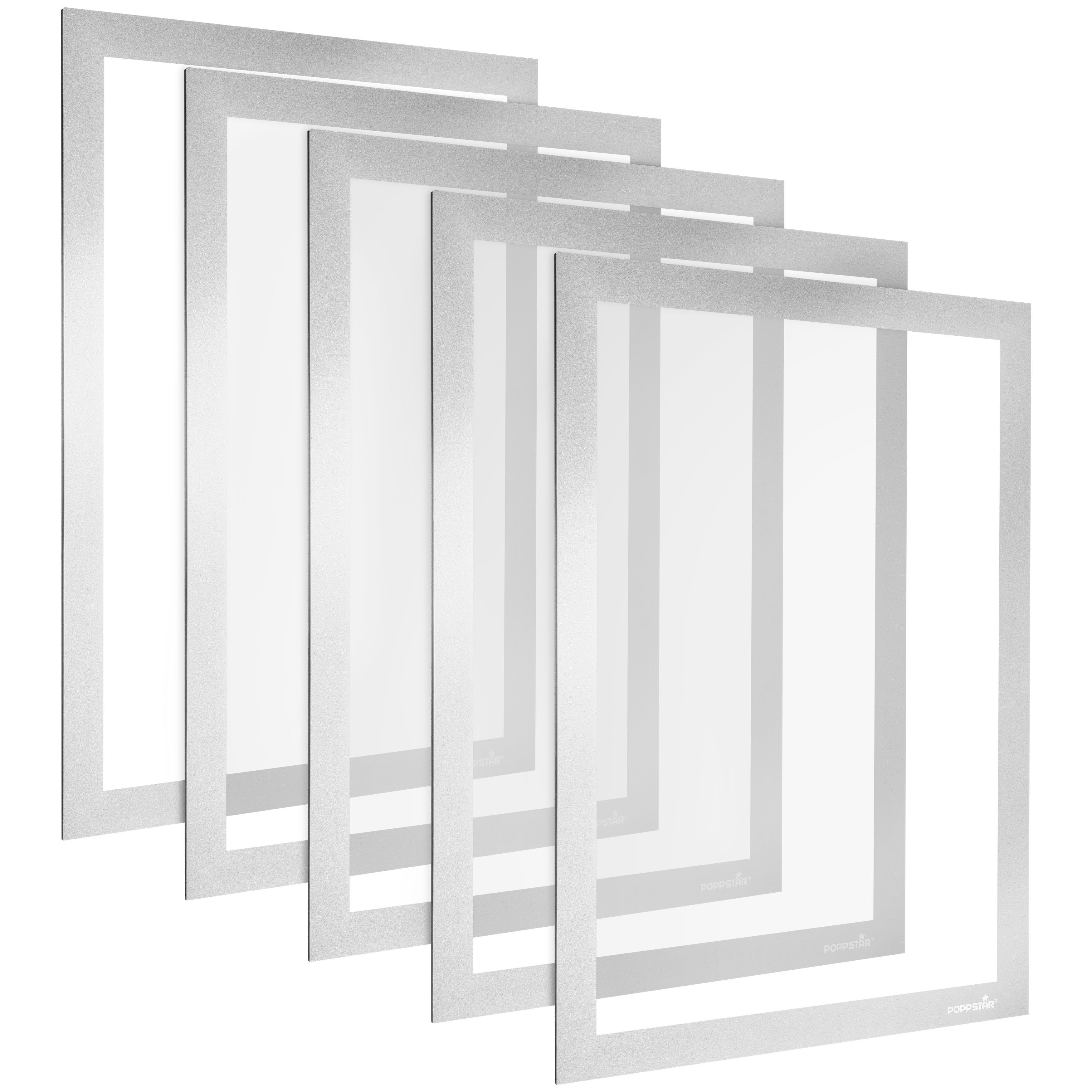 Poppstar Einzelrahmen, Poppstar 5x Magnetischer Info-Rahmen A4, 32,2x23,6 cm, grau