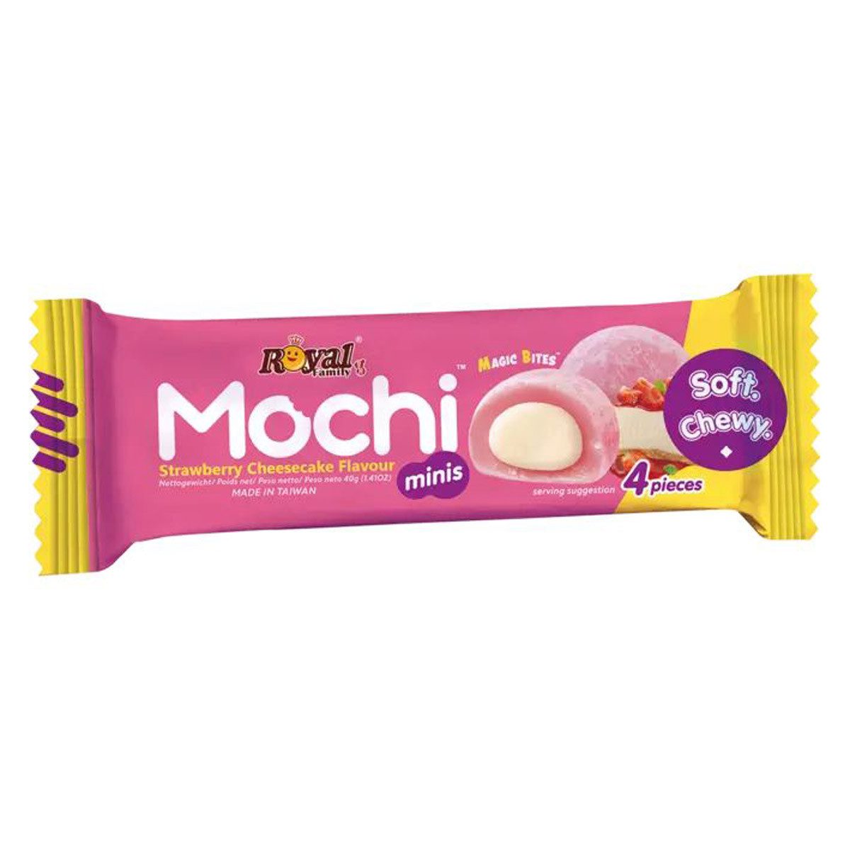 Royal Family Kuchen, Royal Family Mochi Strawberry Snack Riegel Soft Chewy verpackt 40g