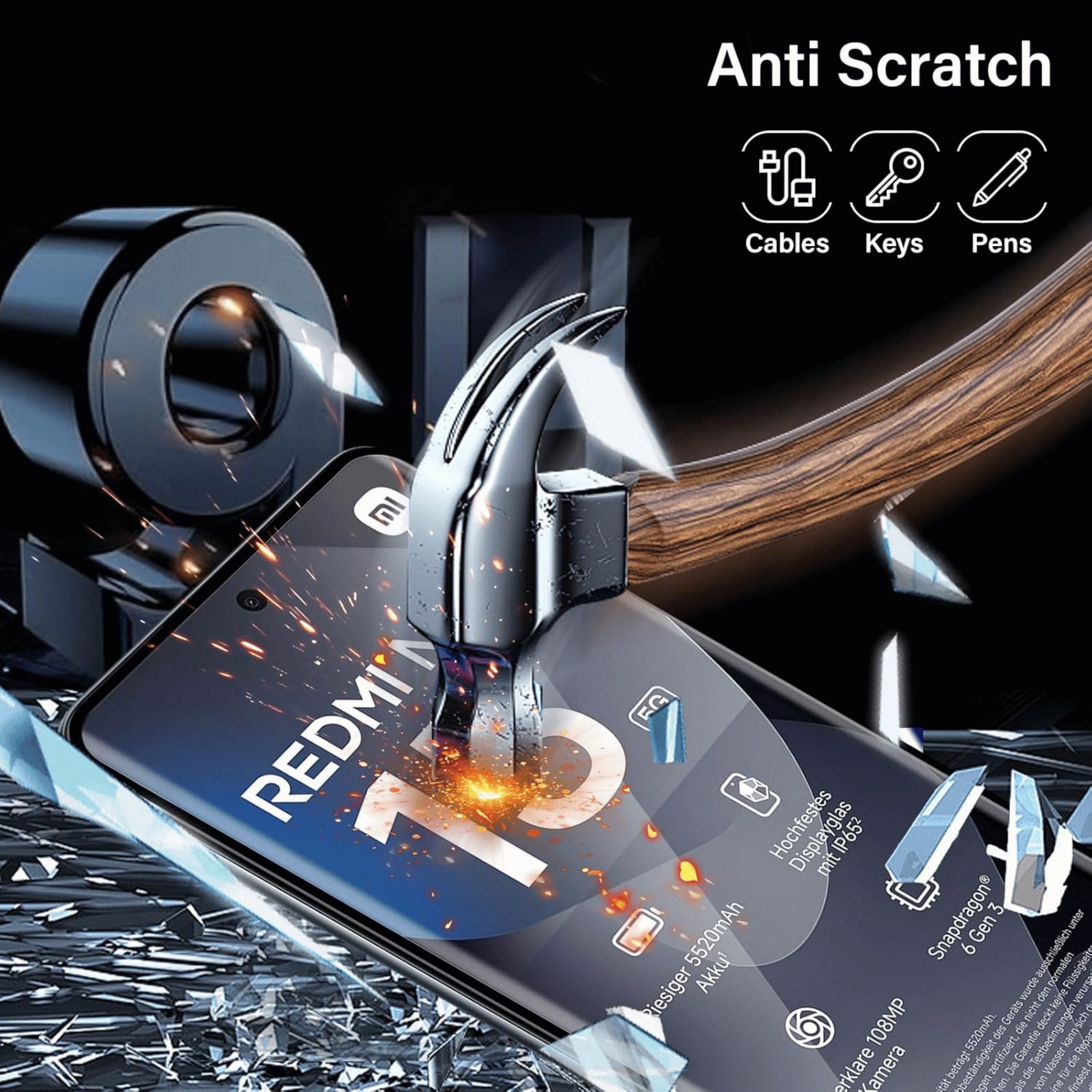 SmartUP Displayschutzglas 2X Schutzglas für Xiaomi Redmi Note 15 Display Panzerfolie Full Screen für Xiaomi Redmi Note 15, 2 Stück, Rundumschutz, passgenaue Ver – Bild 4 von 5