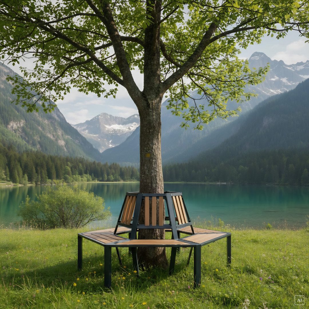 abc HOME Baumbank halbrund, erweiterbar, Holzoptik, Erweiterbar