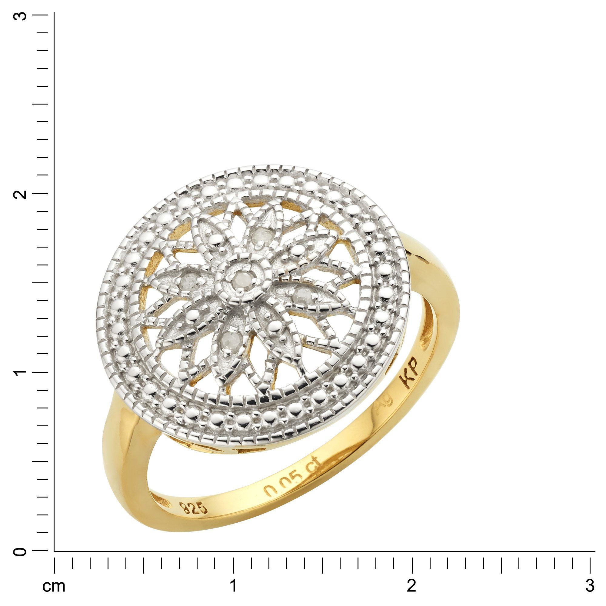 Diamonds vergoldet K. 925 Fingerring 0,05ct. by Ellen Diamant Silber
