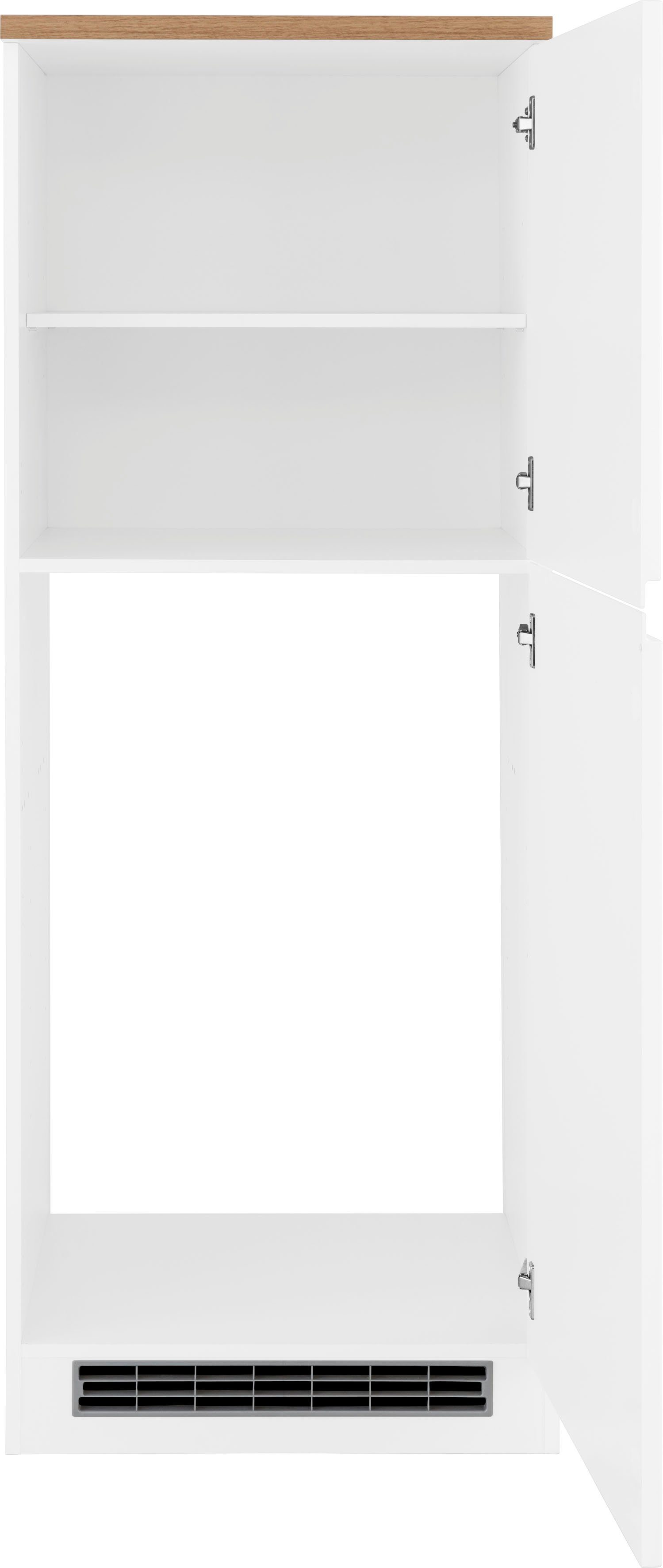 HELD MÖBEL Kühlumbauschrank Virginia Türen cm 56/88/55 2 cm | Kühlschrank: weiß 165 breit, 60 hoch, weiß Nische Hochglanz/wotaneiche cm, für