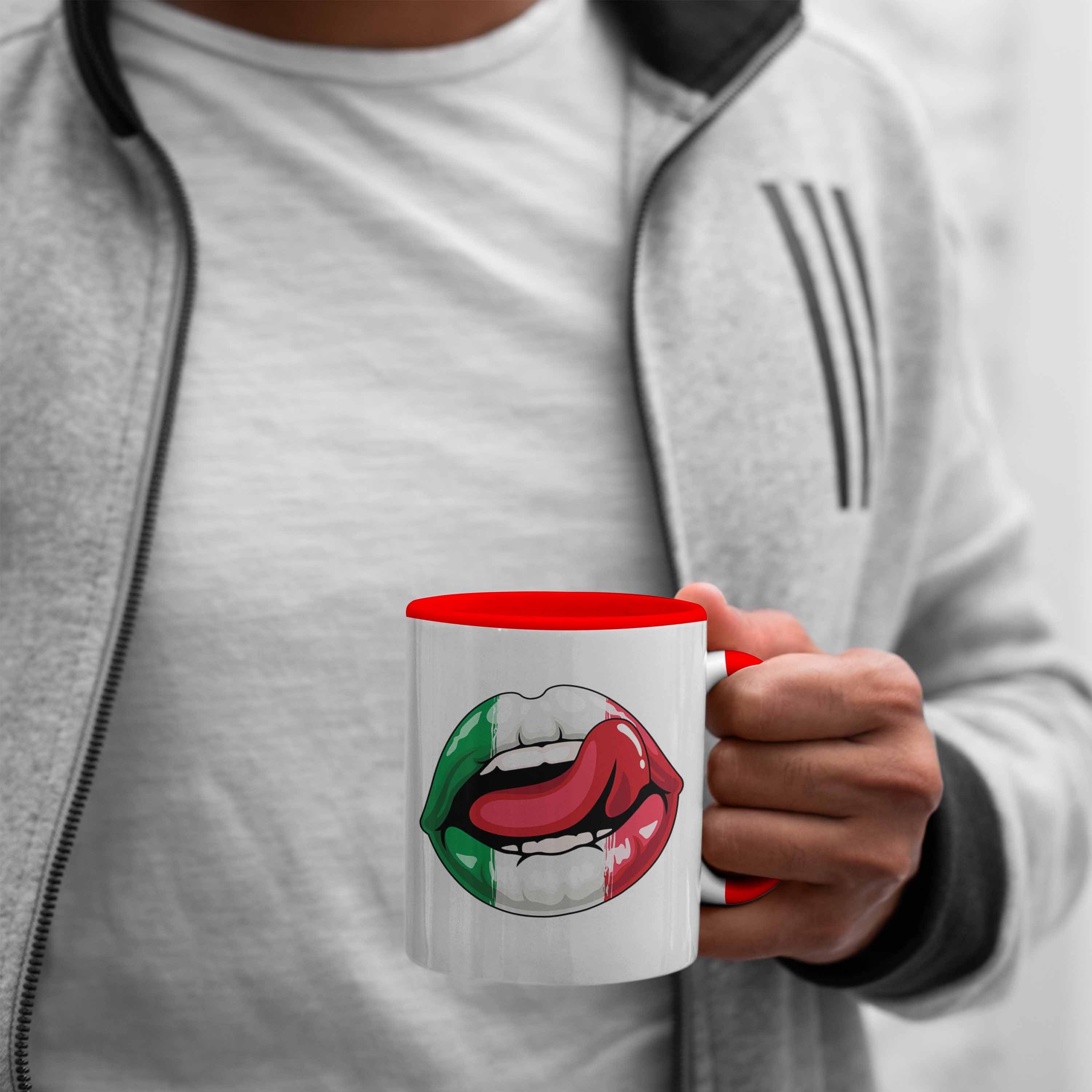 Geschenkidee Geschenk Tasse Lippen Rot Tasse Italien Italiener Trendation Sprüche