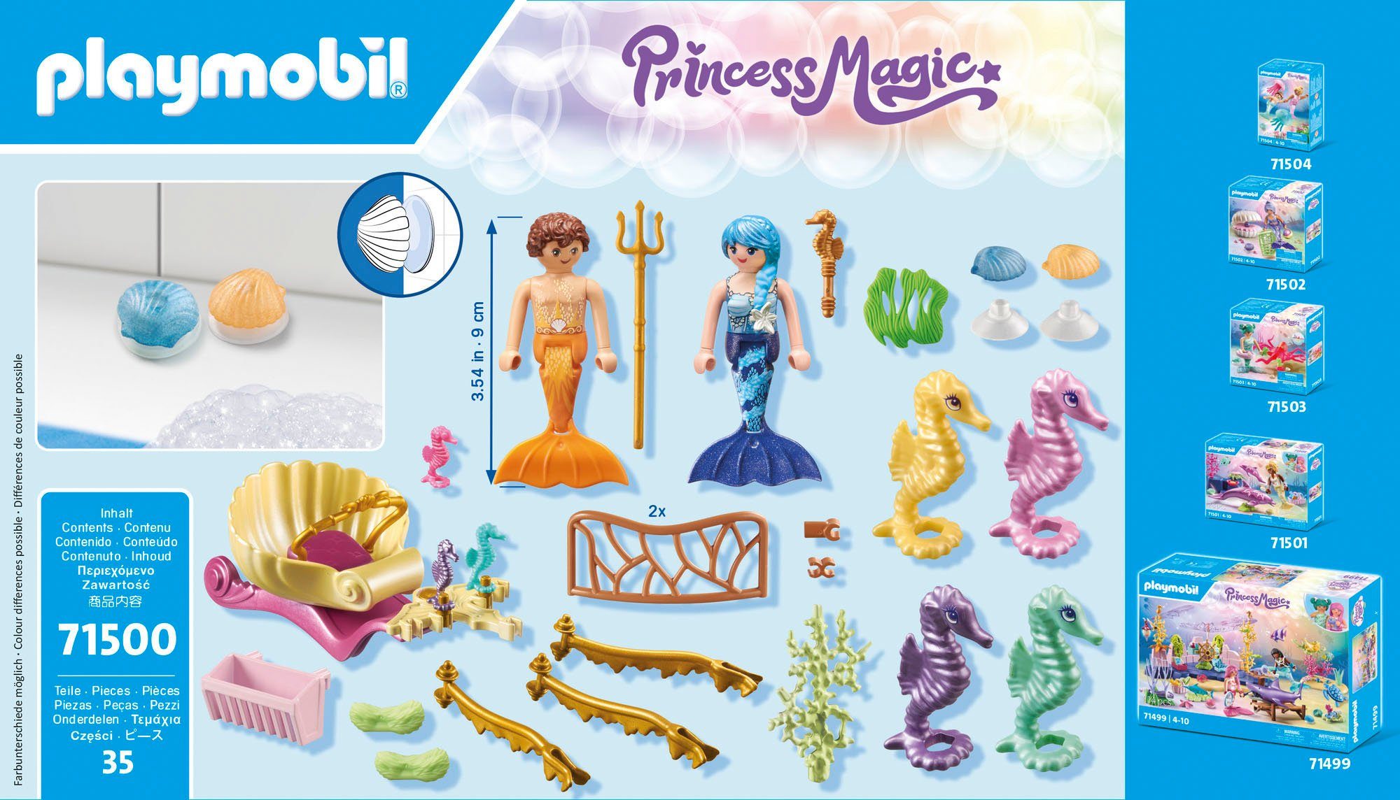 Playmobil® Meeresbewohner mit Seepferdchenkutsche (71500) Konstruktions-Spielset, (35 St), Playmobil Princess Magic, Made in Europe – Bild 4 von 5