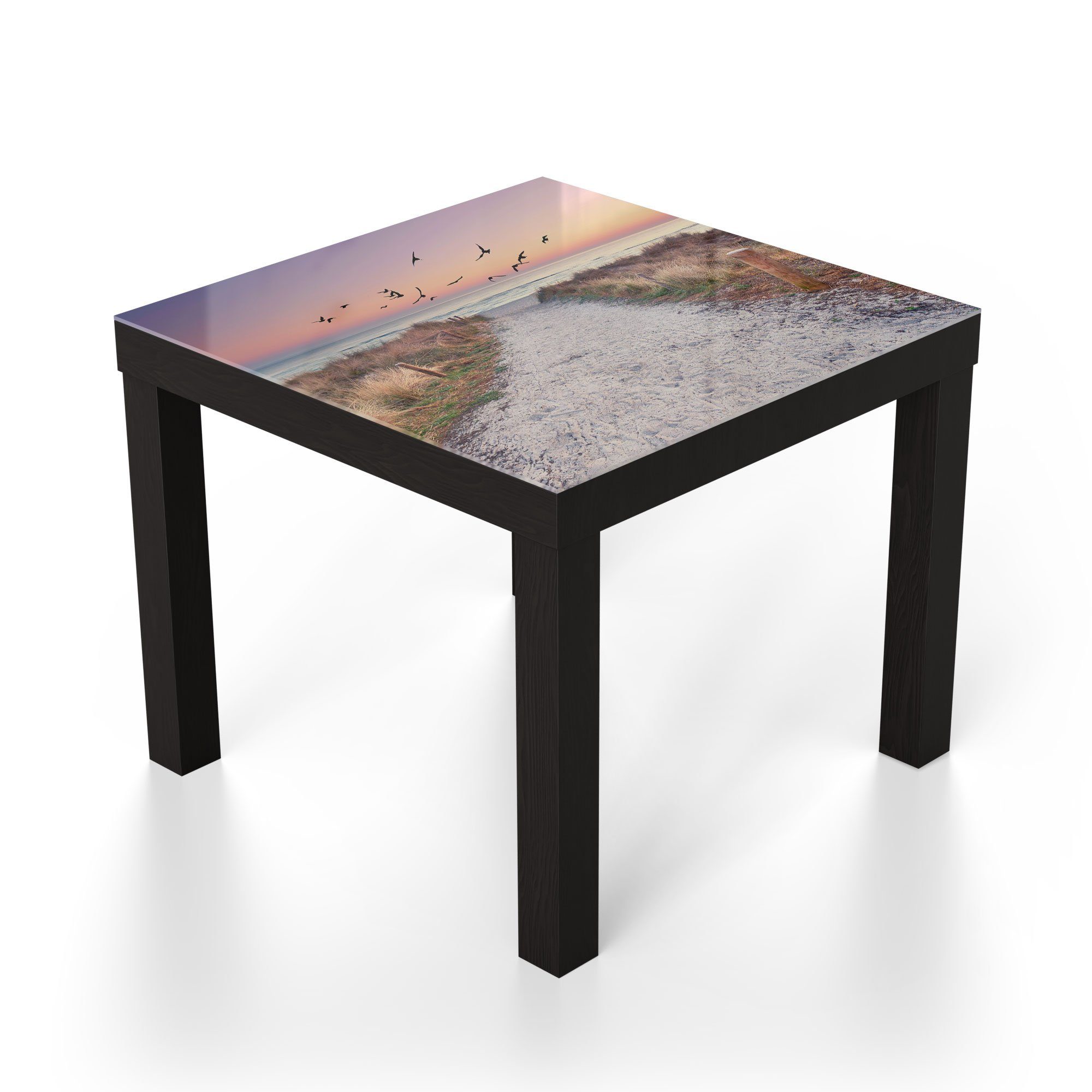DEQORI 'Strandaufgang Glas Ostsee', Schwarz Beistelltisch Glastisch modern zur Couchtisch