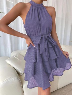 AFAZ New Trading UG Sommerkleid Ärmelloses einfarbiges Damenkleid mit kurzem Rock und Neckholder
