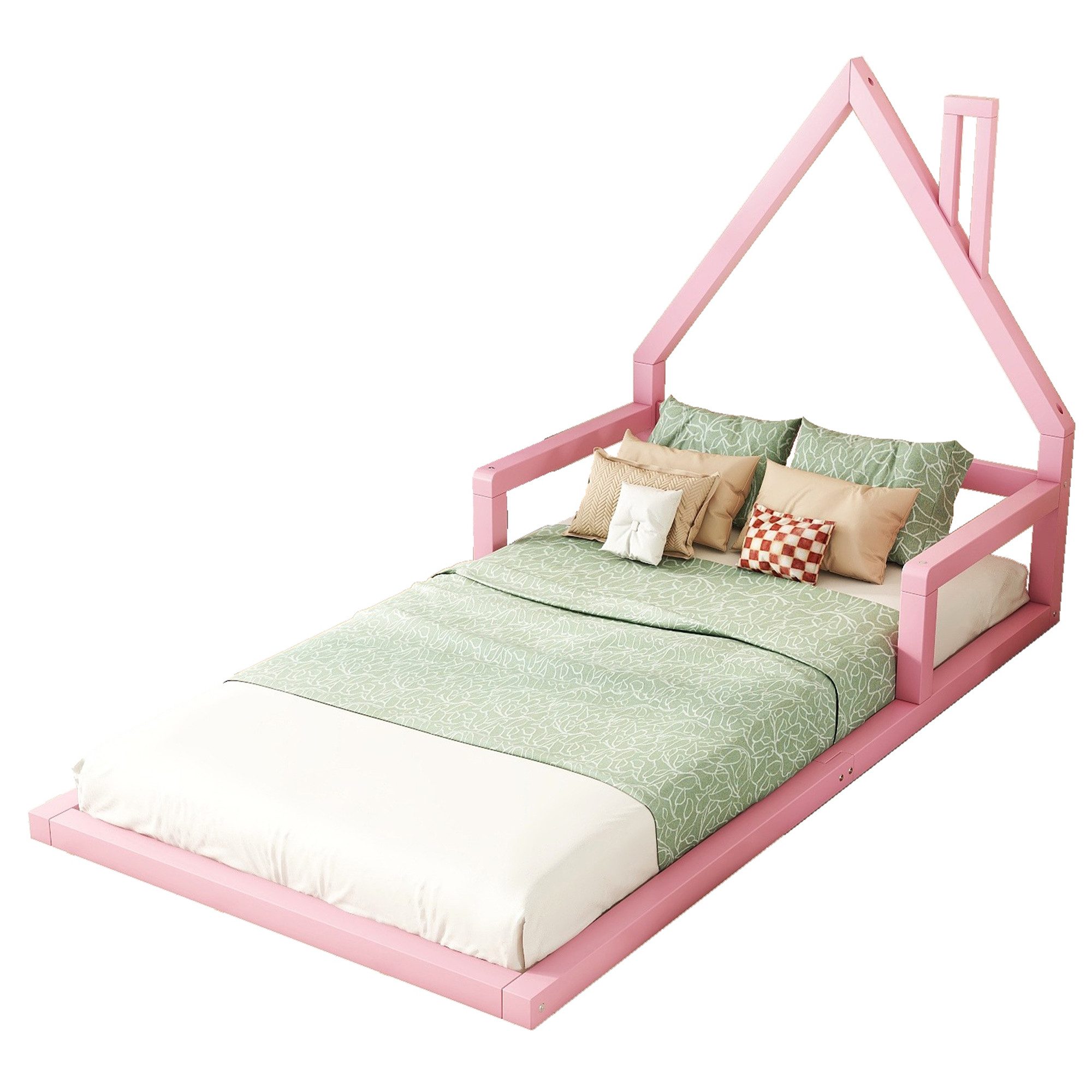 Flieks Massivholzbett, Kinderbett Hausbett Einzelbett 90x200cm Kiefernholz günstig online kaufen