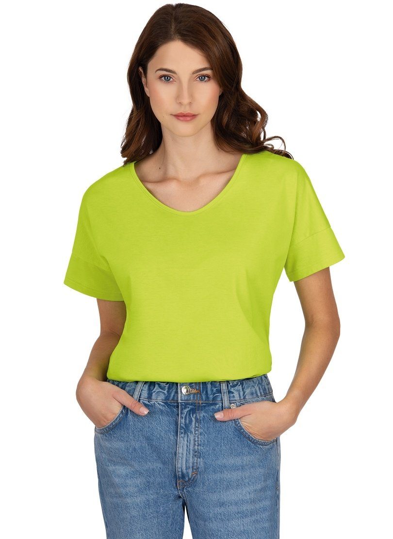 mit Trigema T-Shirt TRIGEMA lemon T-Shirt V-Ausschnitt Oversize