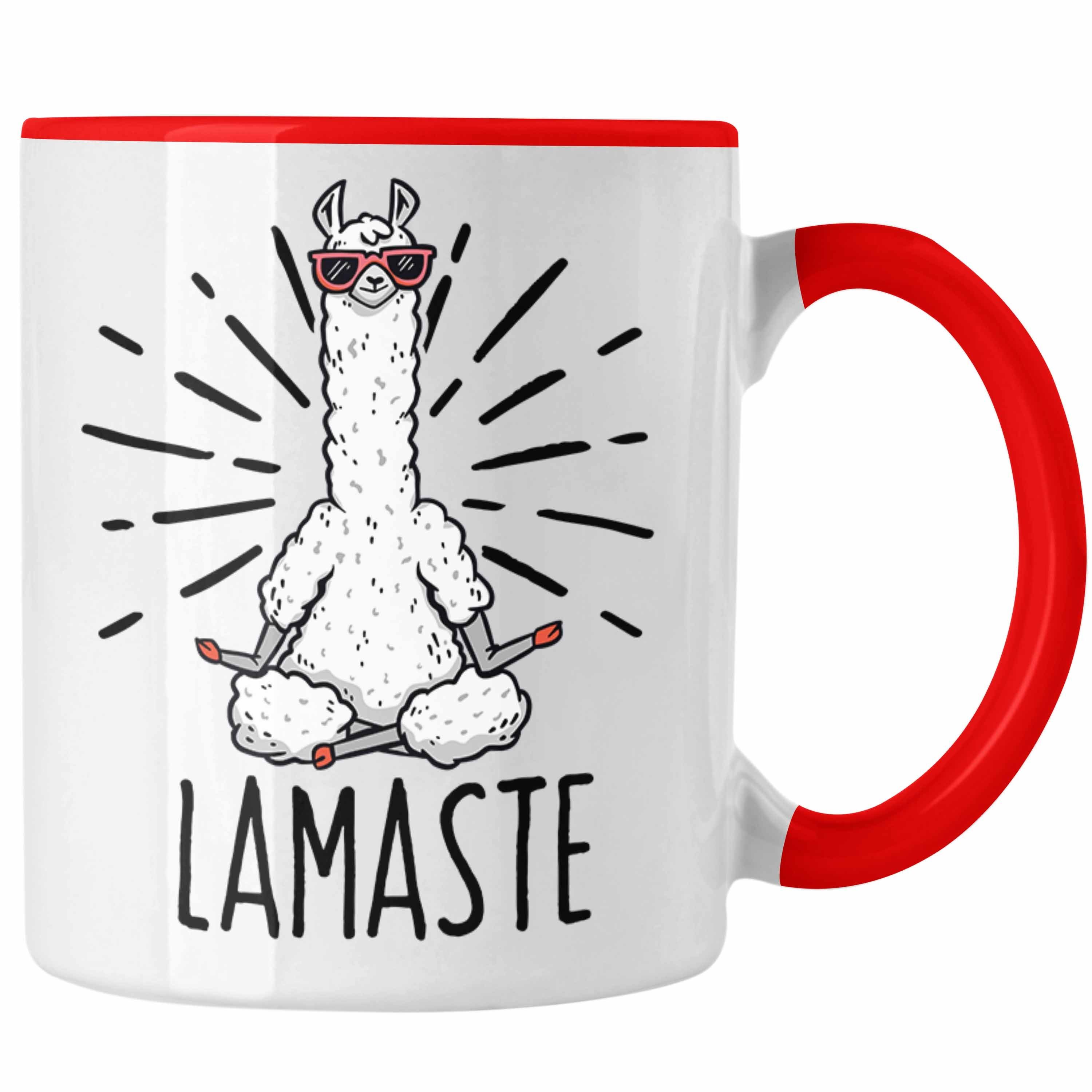Meditationsliebhaber Tasse Meditieren Llama Rot für Meditations-Tasse Trendation Geschenk