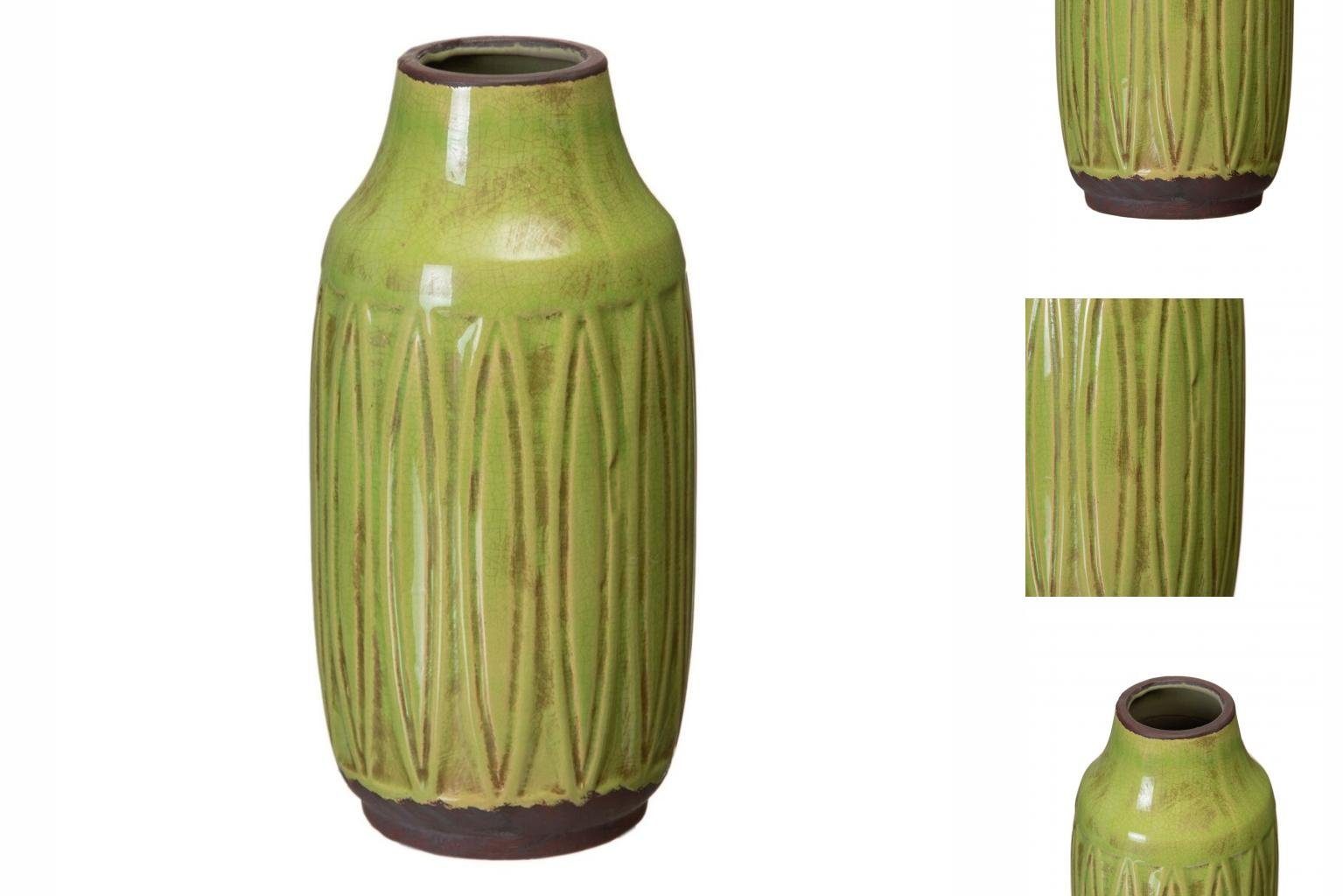Bigbuy Dekovase Vase aus Keramik Pistazienfarben 16 x 16 x 32 cm