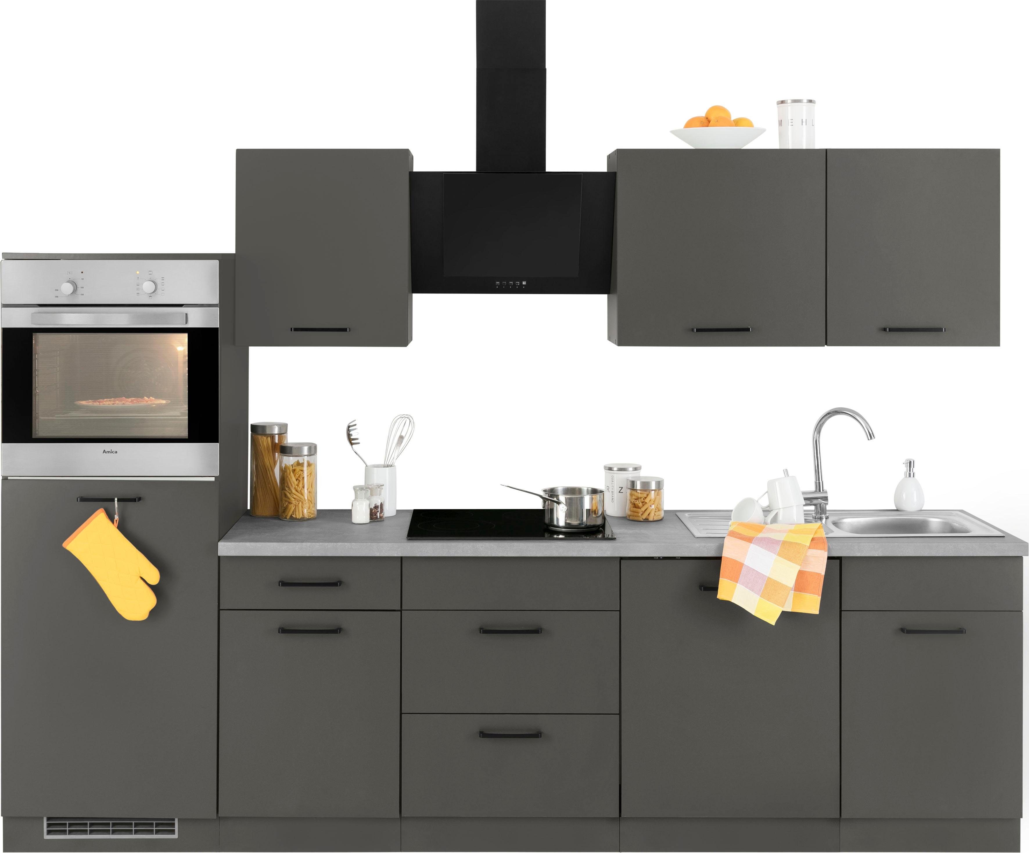 wiho Küchen Küchenzeile Esbo, mit E-Geräten, Breite 280 cm, Made in Germany