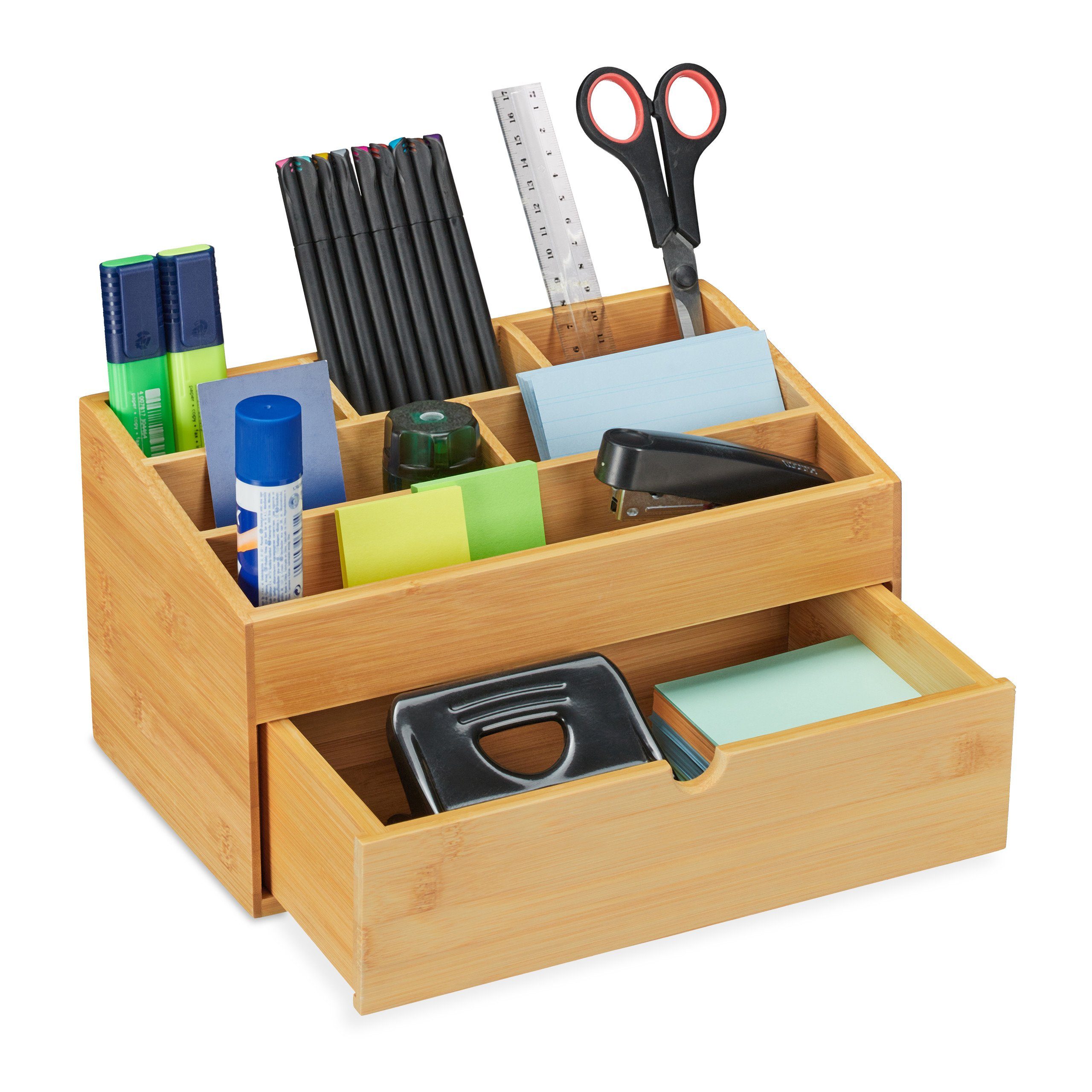 relaxdays Schreibtischaufsatz Schreibtisch Organizer Bambus günstig online kaufen