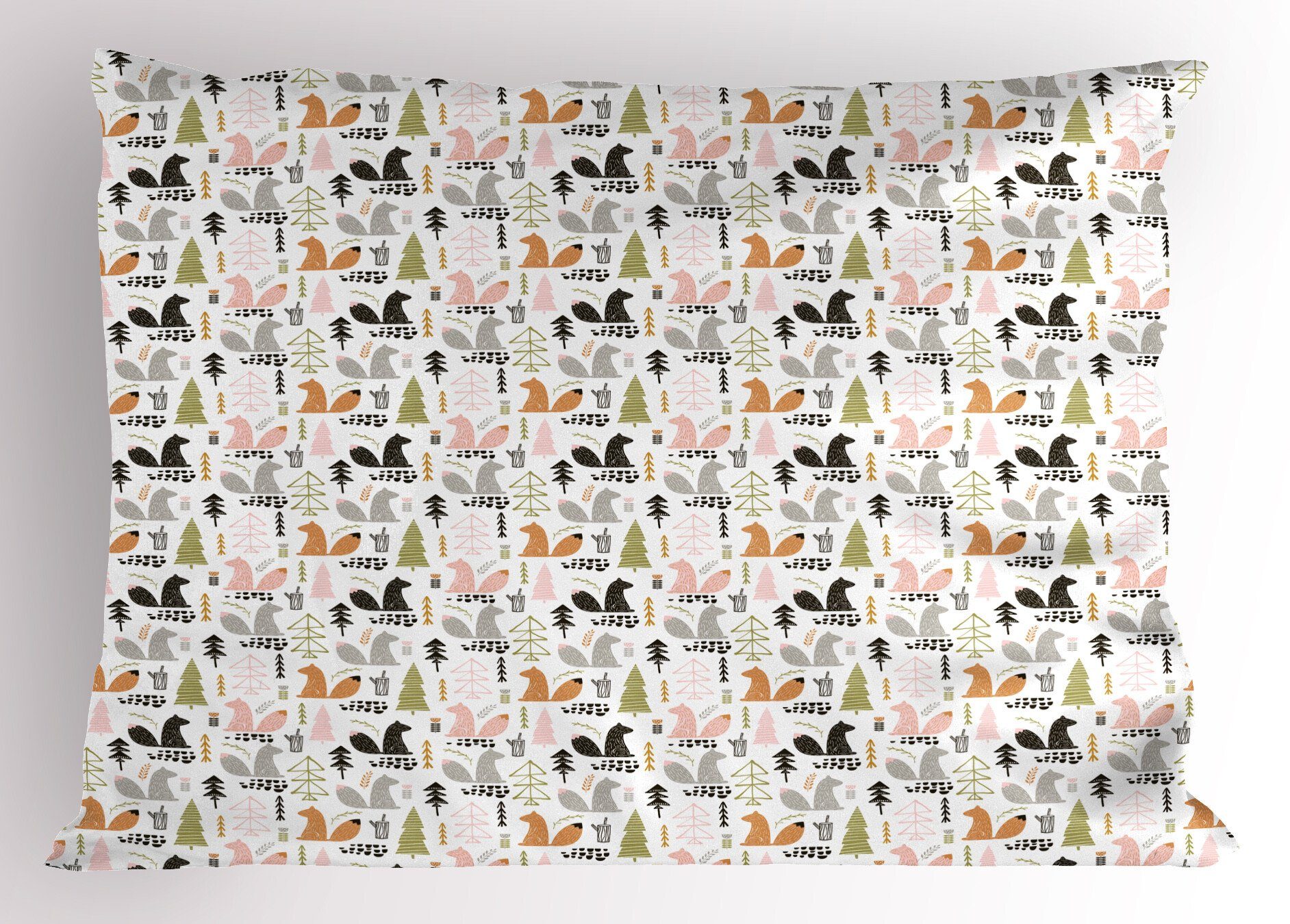 Kissenbezüge Dekorativer Standard King Size Gedruckter Kissenbezug, Abakuhaus (1 Stück), Gekritzel Eichhörnchen Bäume Woodland