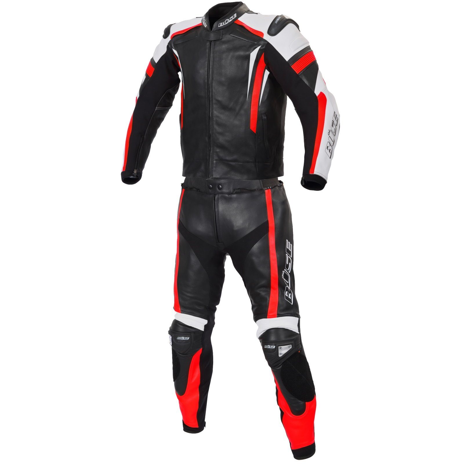 Motorradkombi Büse Track Lederkombi schwarz / neon rot Damen