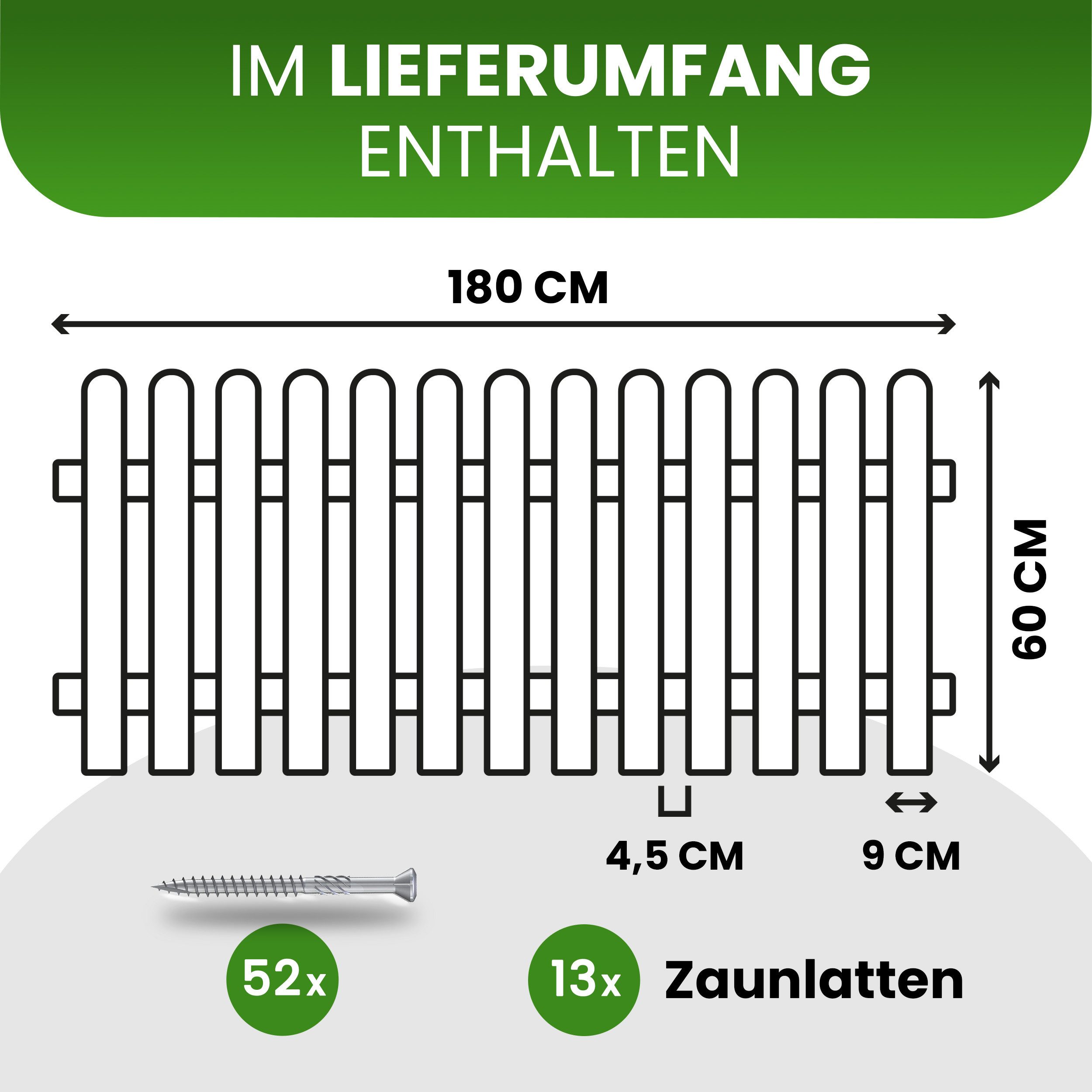 Gartenpirat Gartenzaun aus Zaunlatten und Querriegel in Lärche, Einfache Montage – Bild 4 von 4