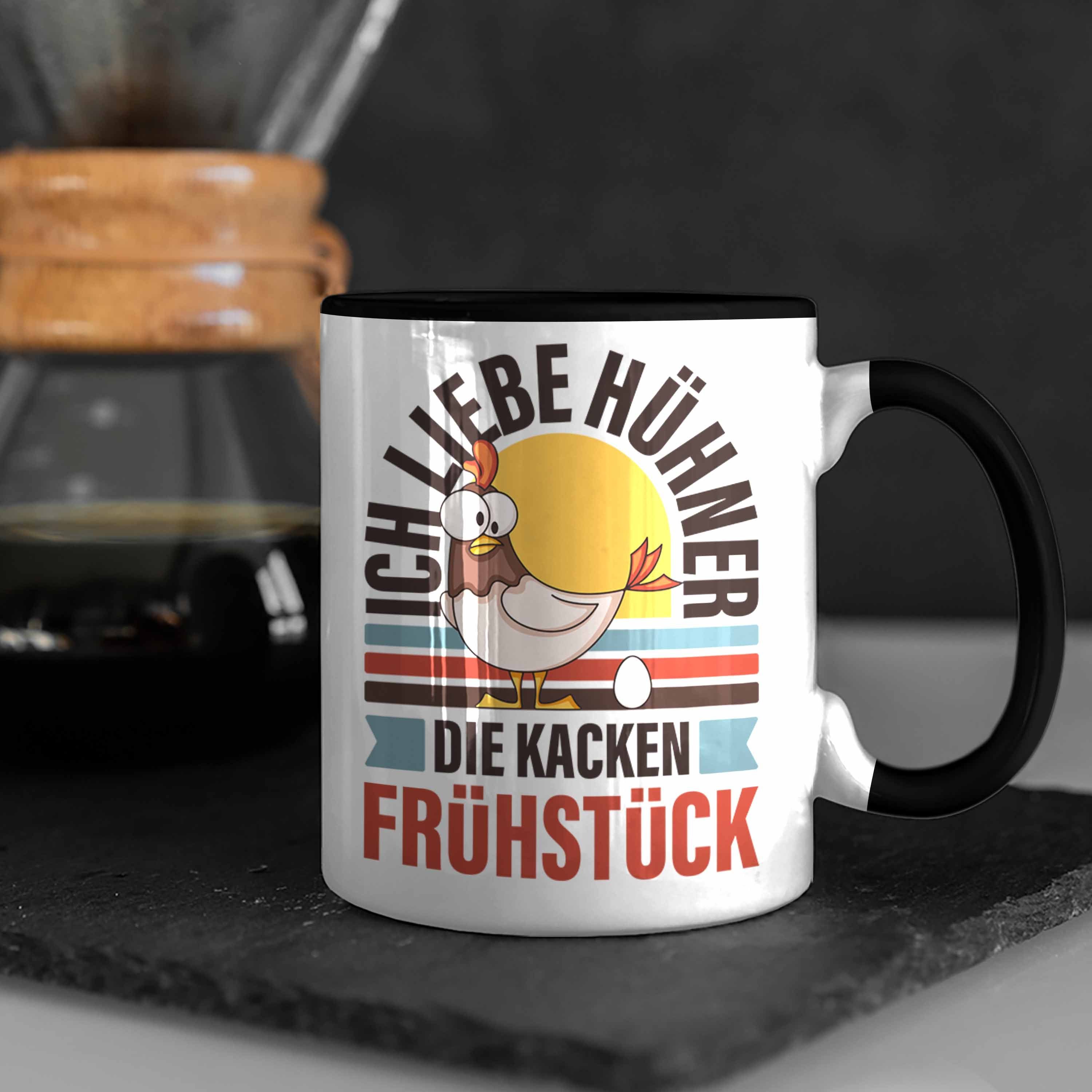 Liebe Ich Kacken Frühstück Lustige mit Sprüchen Kaffeetasse Hühner Trendation mit Spruch Tasse Hühner Schwarz Trendation Tasse - Die