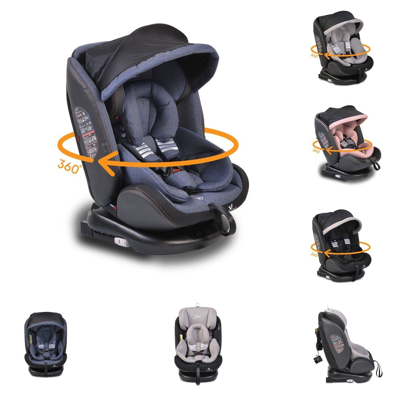 Cangaroo Autokindersitz Kindersitz Pilot 0-36 kg Gruppe 0+/1/2/3, bis: 36 kg, Isofix, drehbar, 165° Neigung blau