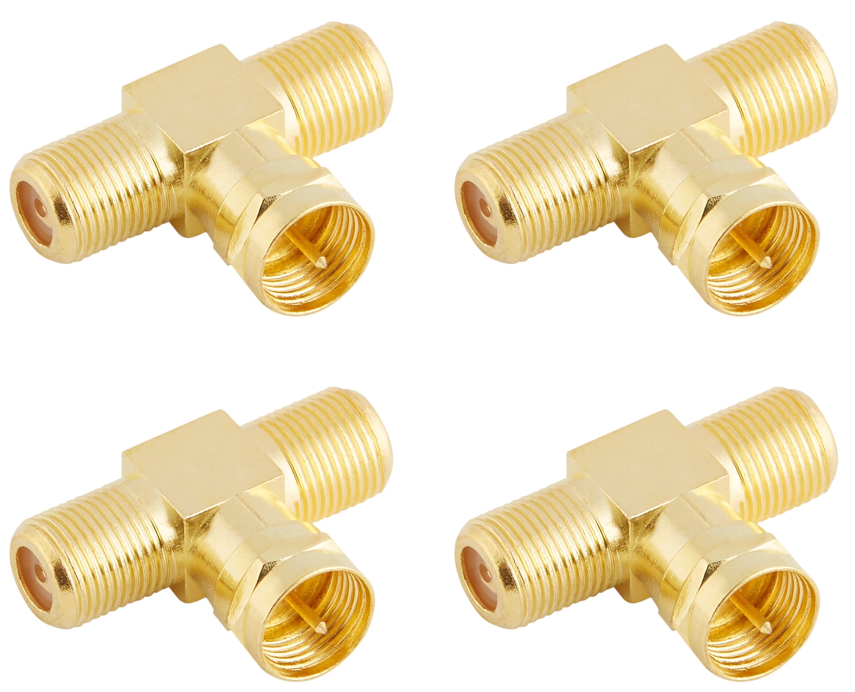 Poppstar SAT-Verteiler TV Coax Adapter T-Stück (2x F-Buchse auf 1x F-Stecker) (4-St), F-Adapter Antennenkabel Adapter Splitter für Koaxialkabel