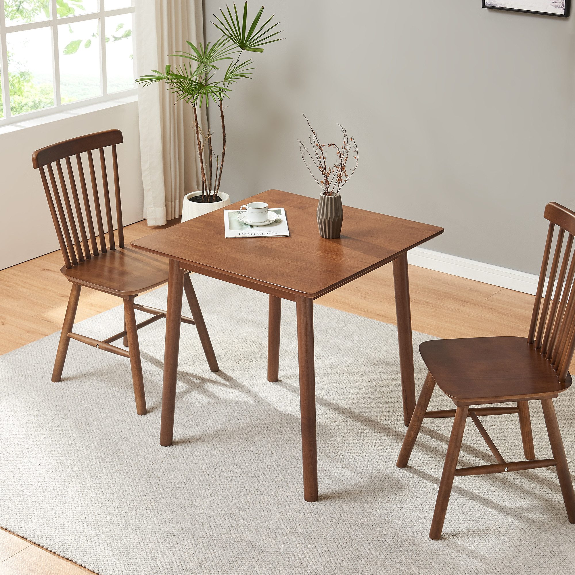 en.casa Esstisch, »Klijori« 75x75x74 cm quadratisch Holz Walnussoptik