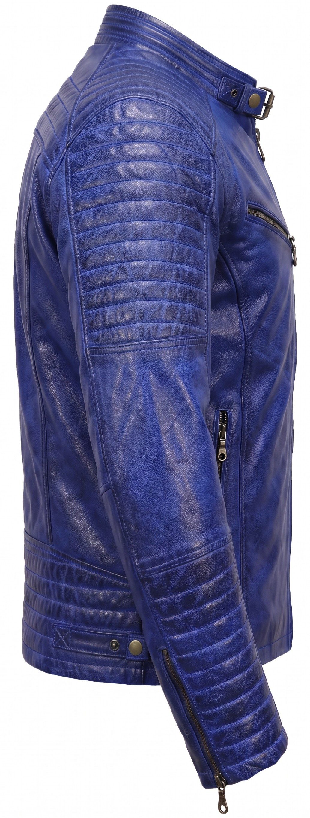 MDM Bikerjacke Herren Lamm Nappa Lederjacke Leichte Sommer Biker Lederjacke – Bild 5 von 5