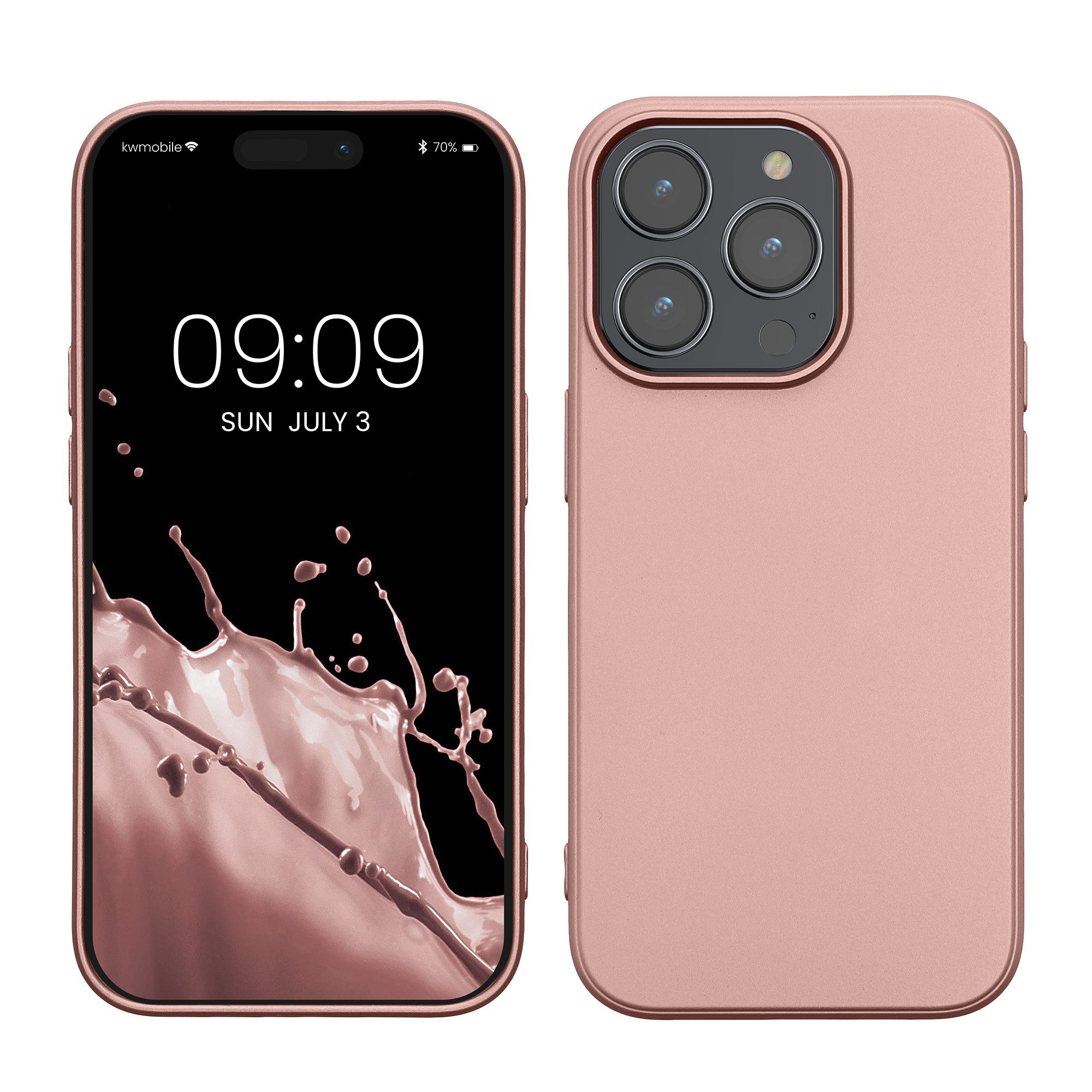 kwmobile Handyhülle Case für Apple iPhone 14 Pro, Hülle Silikon metallisch schimmernd - Handyhülle Cover