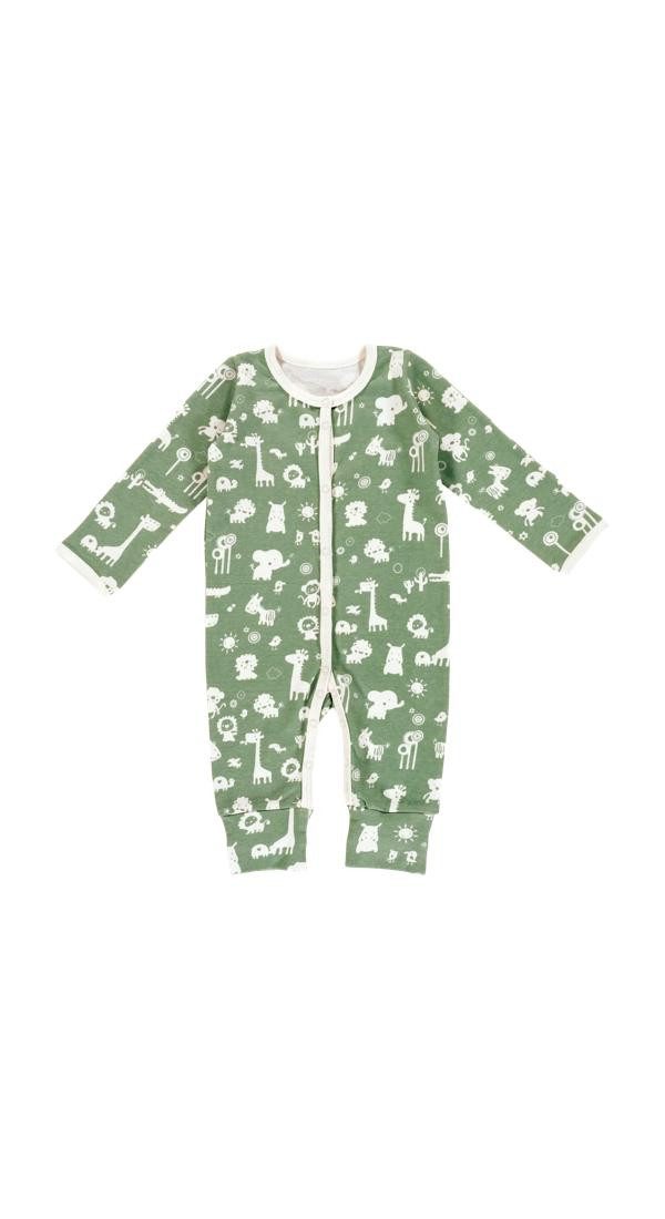 Alvi® Schlafoverall Pyjama mit Klappbündchen Bio-Baumwolle (1-tlg) praktische Druckknöpfe